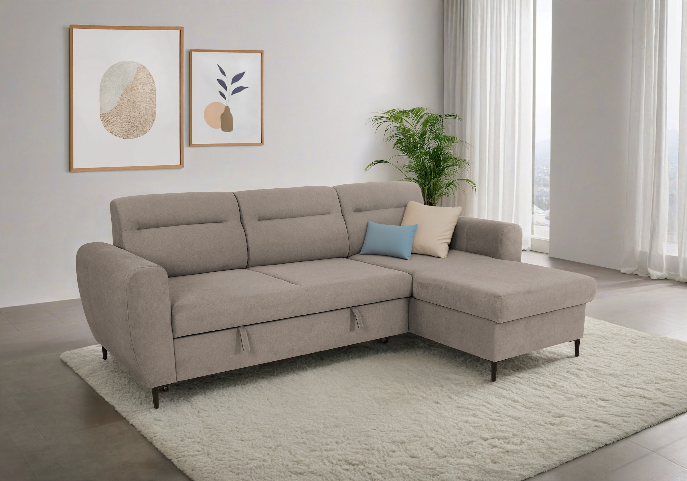 Trends by HG Ecksofa »Bella L-Form, B: 248 cm« mit Bettfunktion & Bettkasten