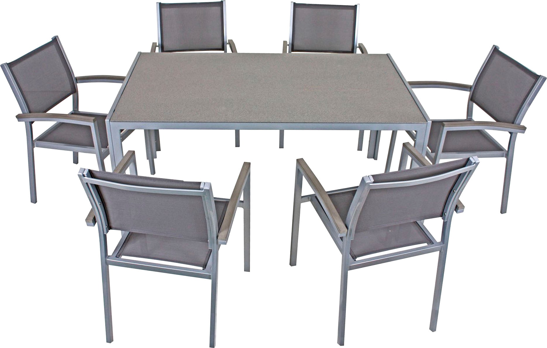 Garden Pleasure Garten-Essgruppe »GRACE« 7 Stk. tlg. mit platzsparenden Sta günstig online kaufen