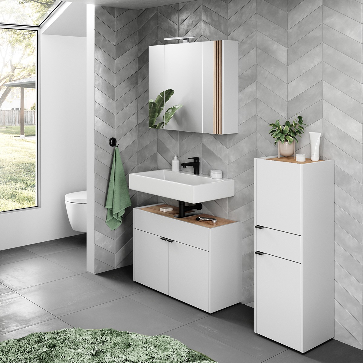 GERMANIA Badmöbel-Set »Ameca«, (3 St.), Badezimmer-Set aus Waschbeckenunter günstig online kaufen