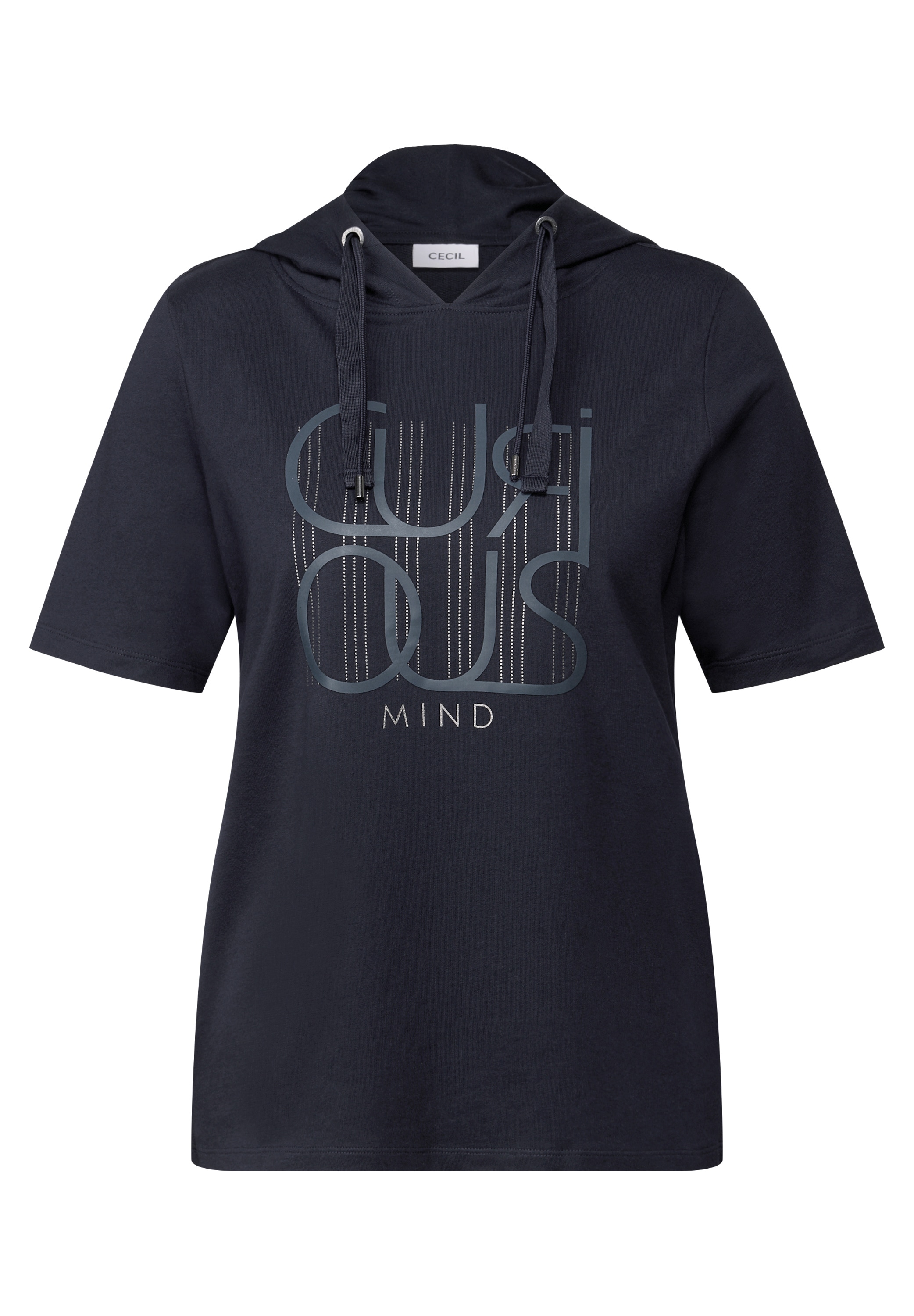 Cecil Kapuzensweatshirt , Halbarm-Shirt mit Glitzer-Print und Kapuze
