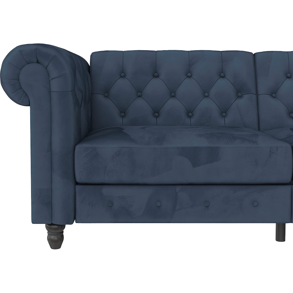 Dorel Home 3-Sitzer »Felix, Schlafsofa 236 cm, (Liegefläche 108x190cm), Rückenlehne«, 3-fach verstellbar, Velours, Kunstleder, Luxus-Microfaser Vintage