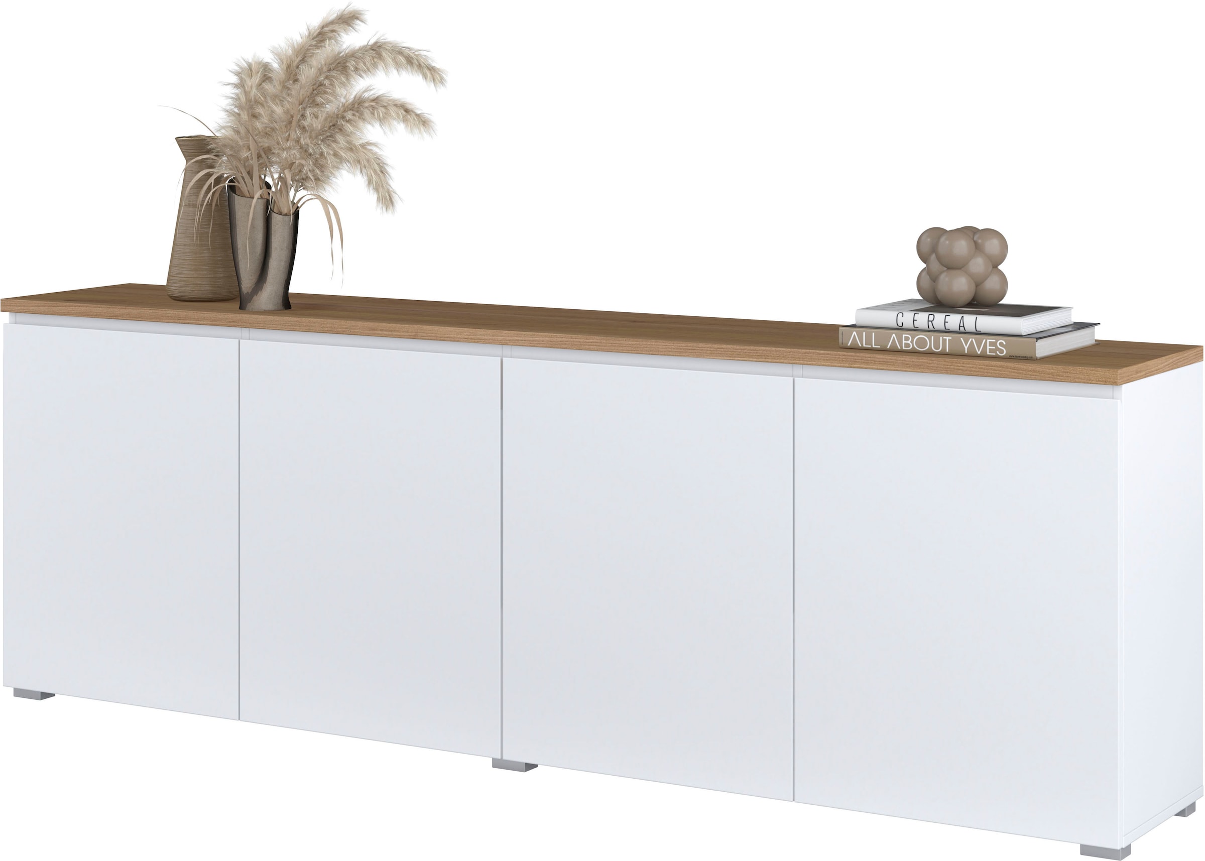 INOSIGN Sideboard »Modo, Breite 200 cm, moderne grifflose Kommode 4Türen«, Anrichte mit viel Stauraum, Einlegeböden verstellbar