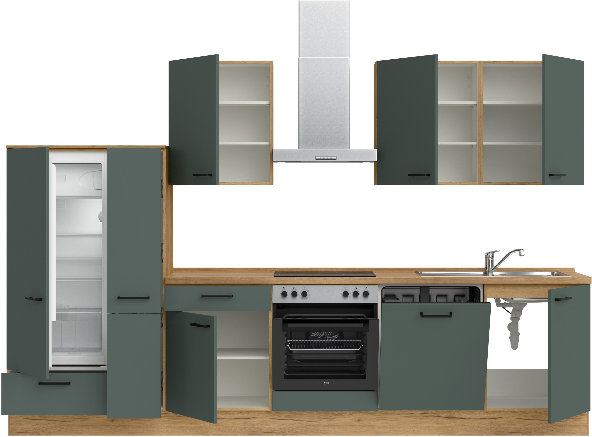 nobilia® Küchenzeile »"Easytouch I"«, vormontiert, Ausrichtung wählbar, Breite 330 cm, wahlw. mit E-Geräten