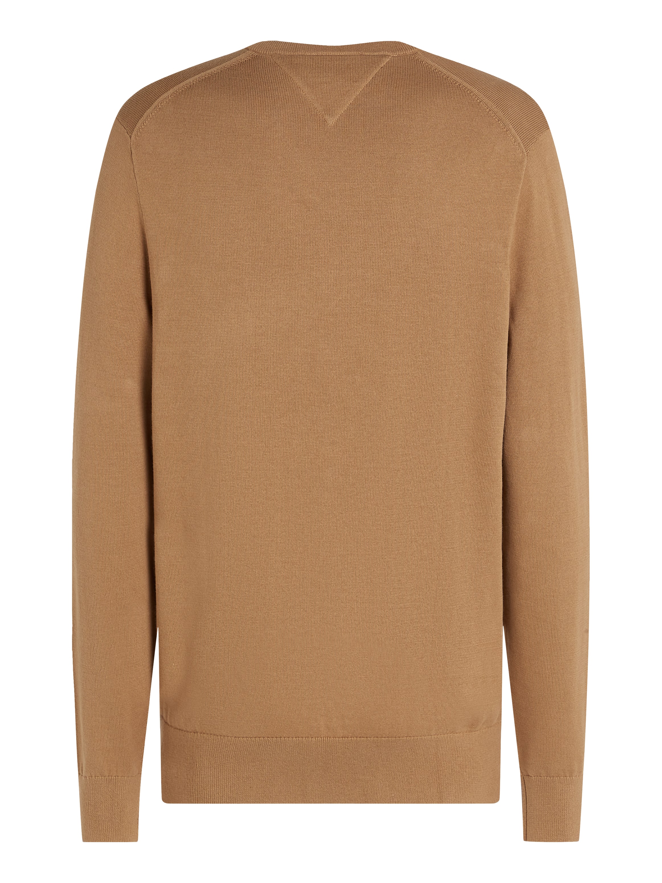 Tommy Hilfiger Strickpullover »ESSENTIAL COTTON V NECK mit V-Ausschnitt und Stickerei«, unifarben, casual, regular fit, Baumwolle, V-Ausschnitt