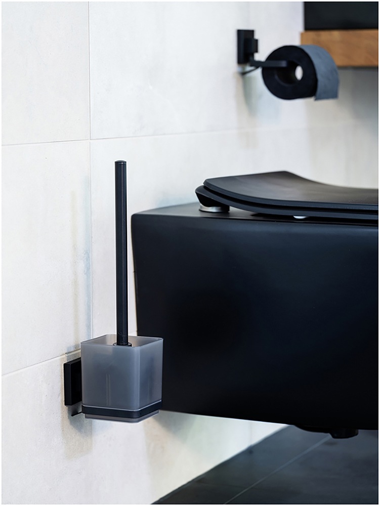 WENKO WC-Garnitur »Vacuum-Loc® Modell Quadro«, aus Edelstahl-Kunststoff, WC-Bürstenhalter mit Klobürste zur Wandbefestigung ohne Bohren