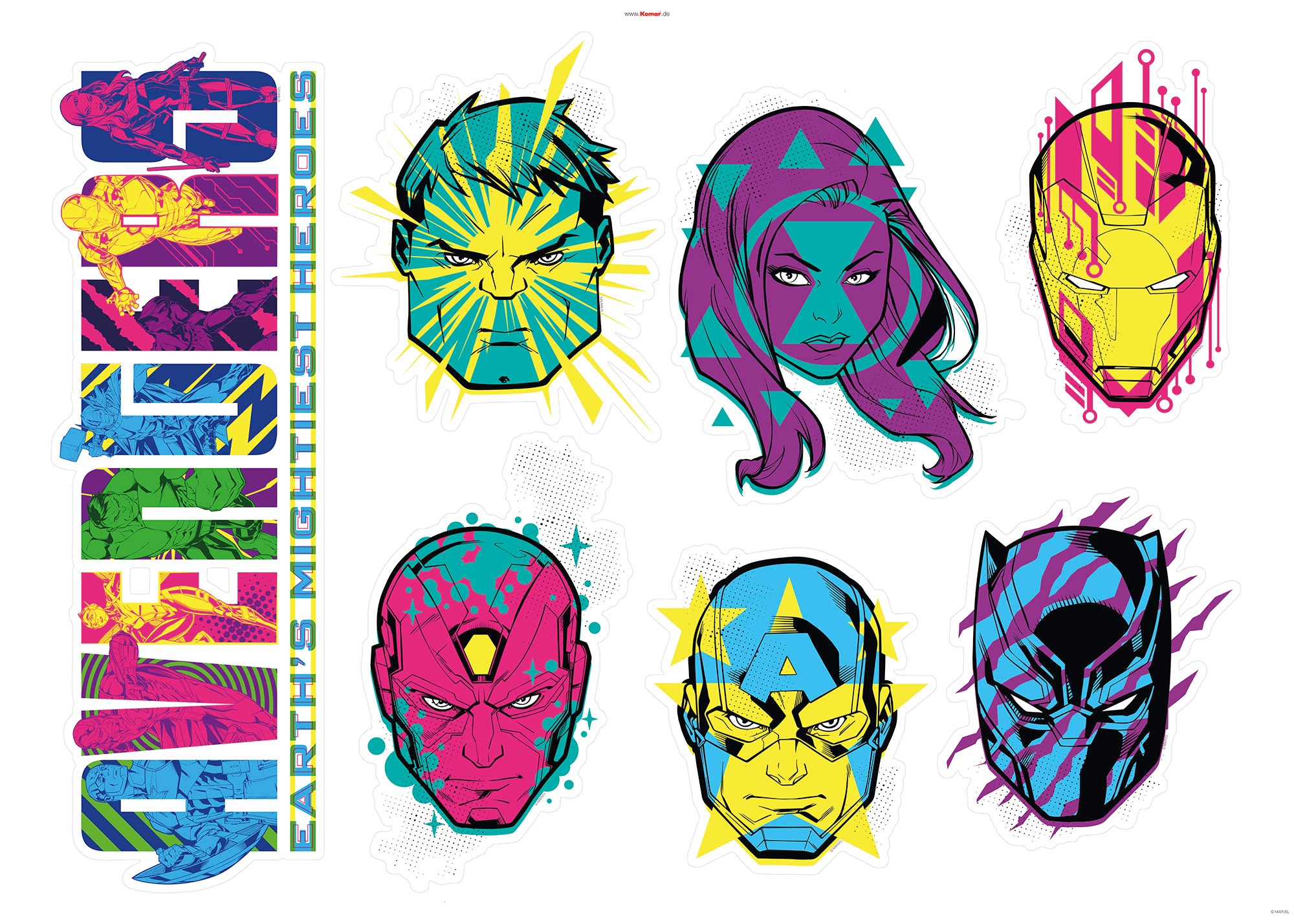 Komar Wandtattoo "Avengers Mightiest Heroes - Größe 100 x 70 cm", (7 St.), günstig online kaufen