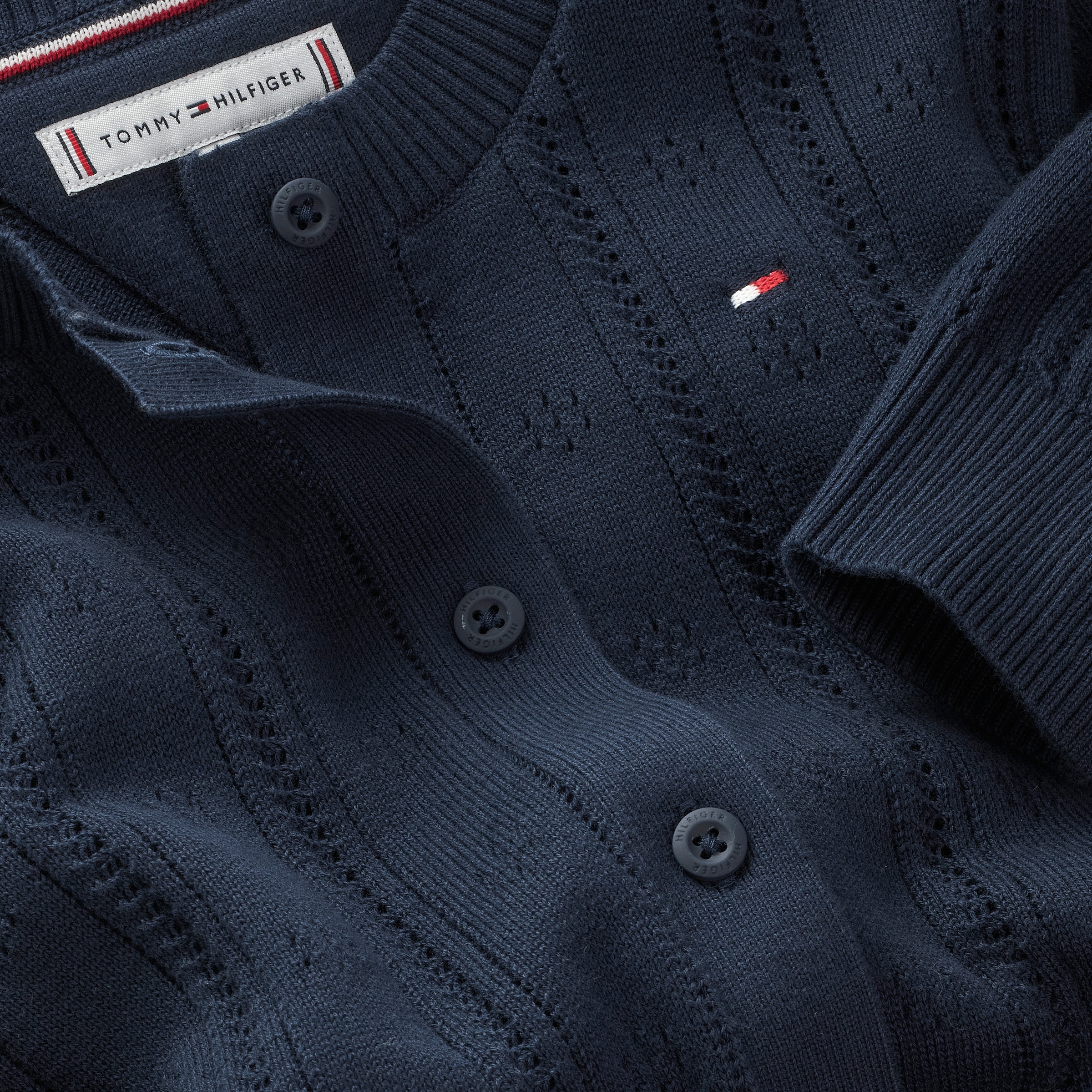 Tommy Hilfiger Strickjacke »POINTELLE CARDIGAN LS«, für Kinder bis 16 Jahre, mit süßem Muster