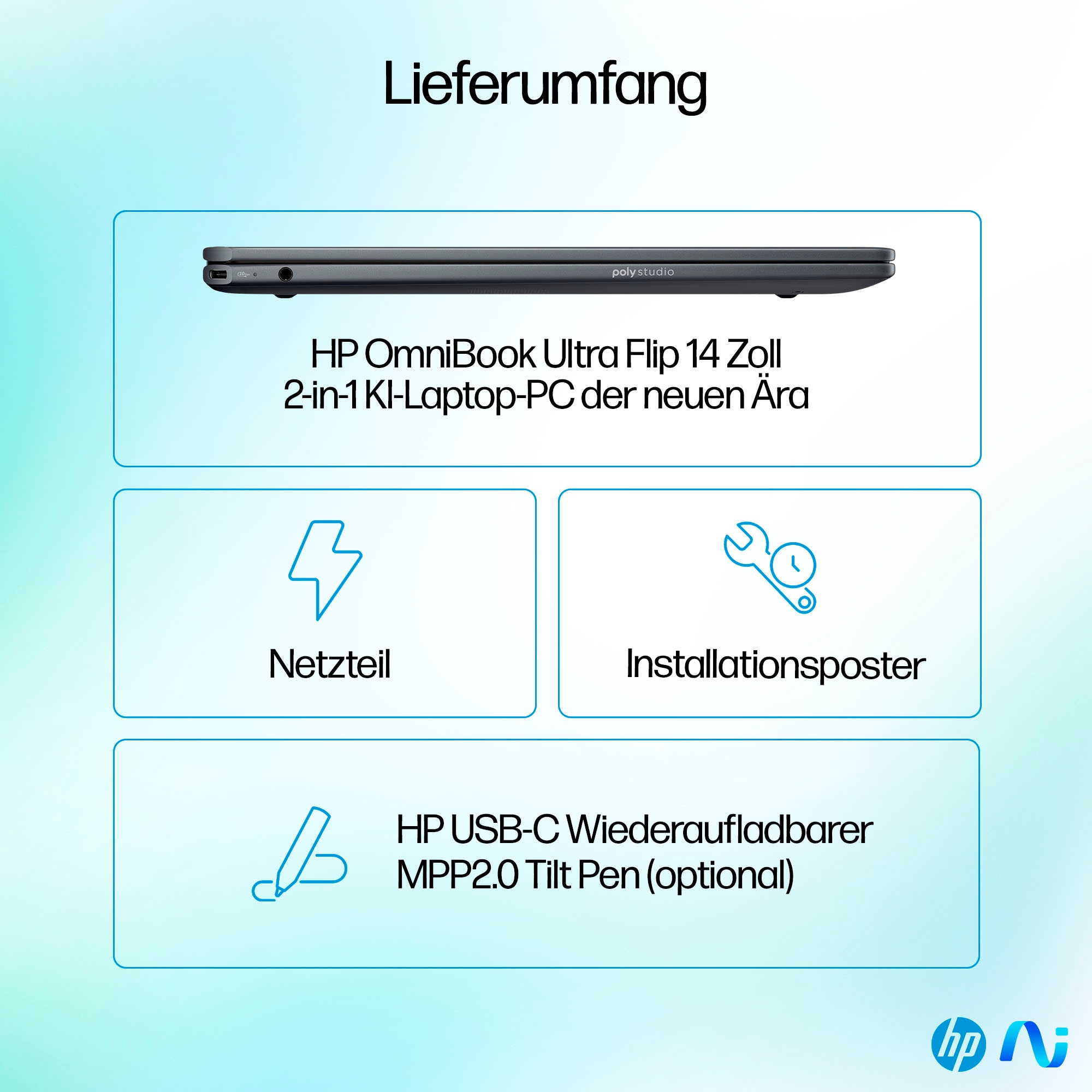 HP Convertible Notebook »OmniBook Ultra Flip 14-fh0091ng«, 35,6 cm, / 14 Zoll, Intel, Core Ultra 9, ARC, 1000 GB SSD