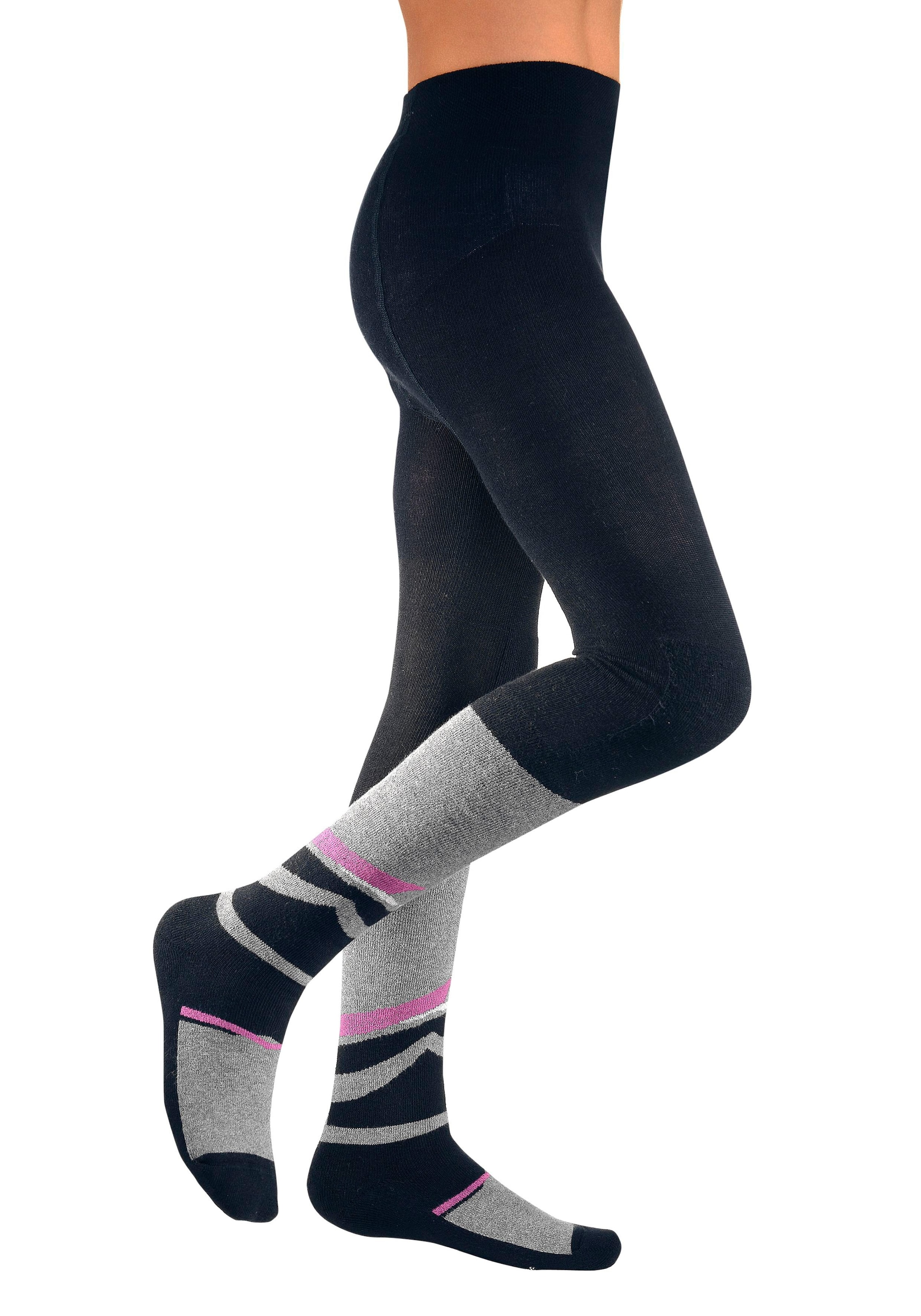 H.I.S Strumpfhose Packung, 1 Stk. tlg. mit Funktionsplüsch schwarz/rosa 122/128 122/128 Ideal für kalte Tage & Wintersport