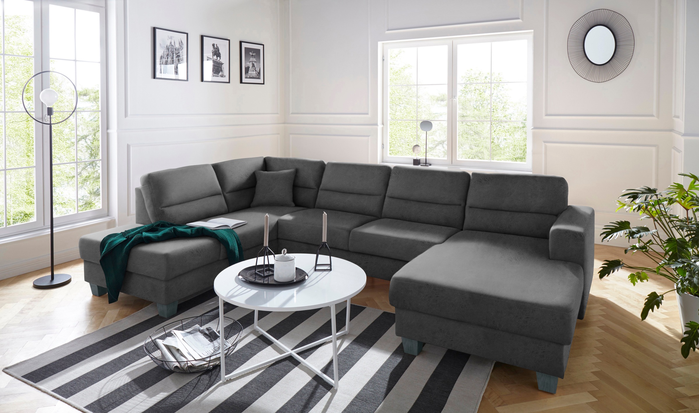 TRENDMANUFAKTUR Wohnlandschaft »Chamber, U-Form«, inklusive zwei Kopfstützen, wahlweise mit Bettfunktion
