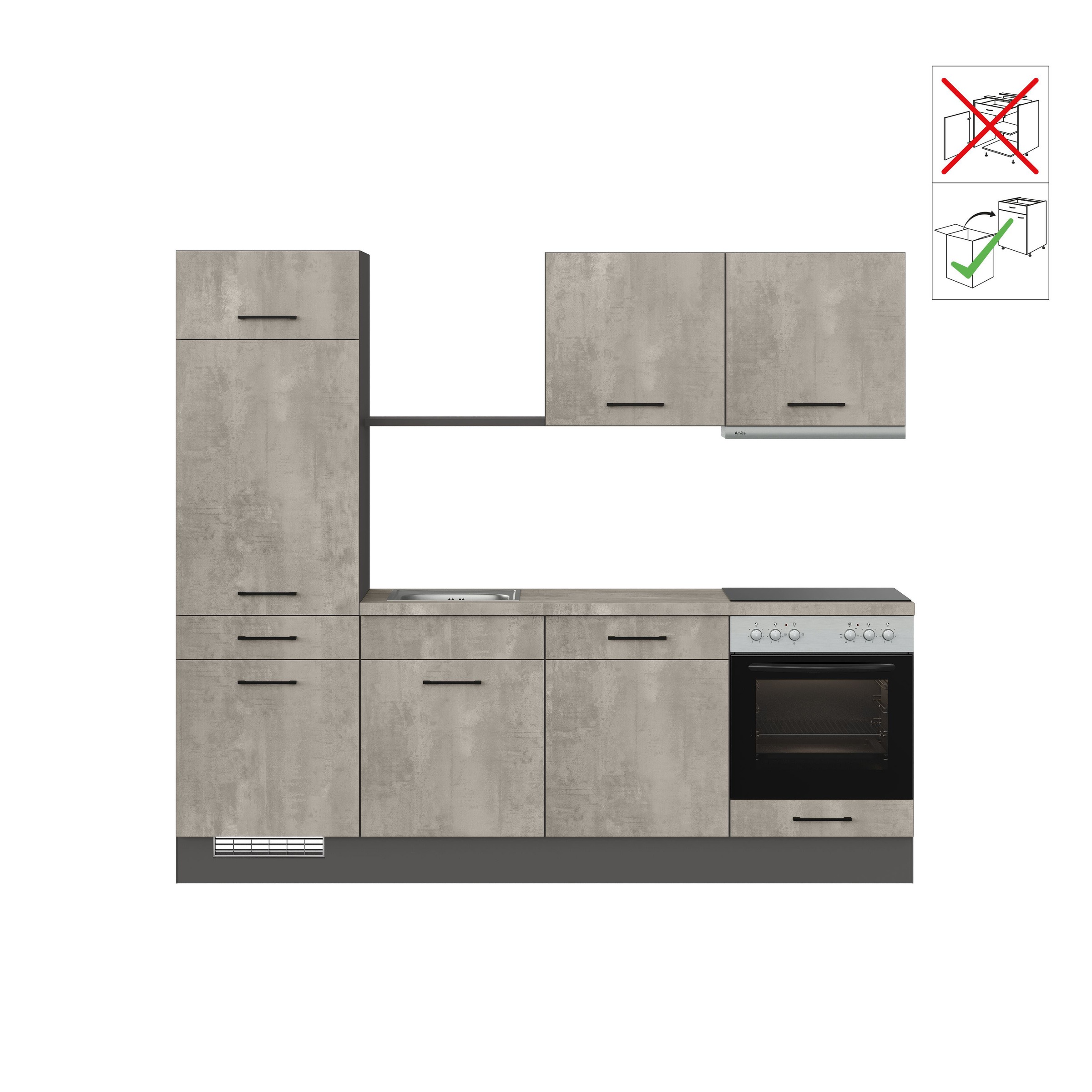 IMPULS KÜCHEN Küche »"Porto", Ausrichtung wählbar, Schubkästen mit Soft-Close,«, vormontiert, wahlweise mit E-Geräten, mit Vollauszug, Breite 240 cm