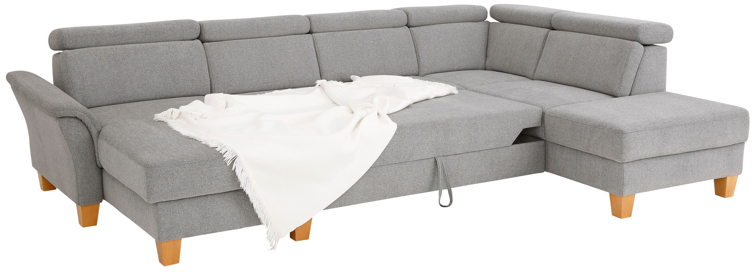Home affaire Wohnlandschaft »Conville U-Form«, Kopfteilverstellung wahlweise mit Bettfunktion und Bettkasten