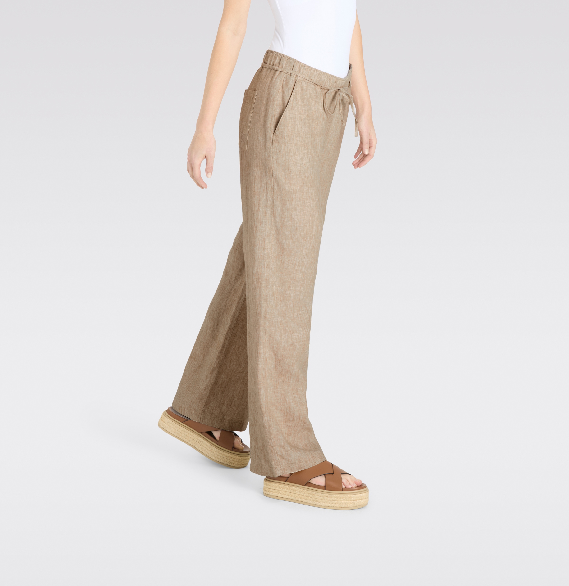 MAC Leinenhose »CHIARA BELT«  Sommerhose Wide Fit, mit geradem, weitem Bein