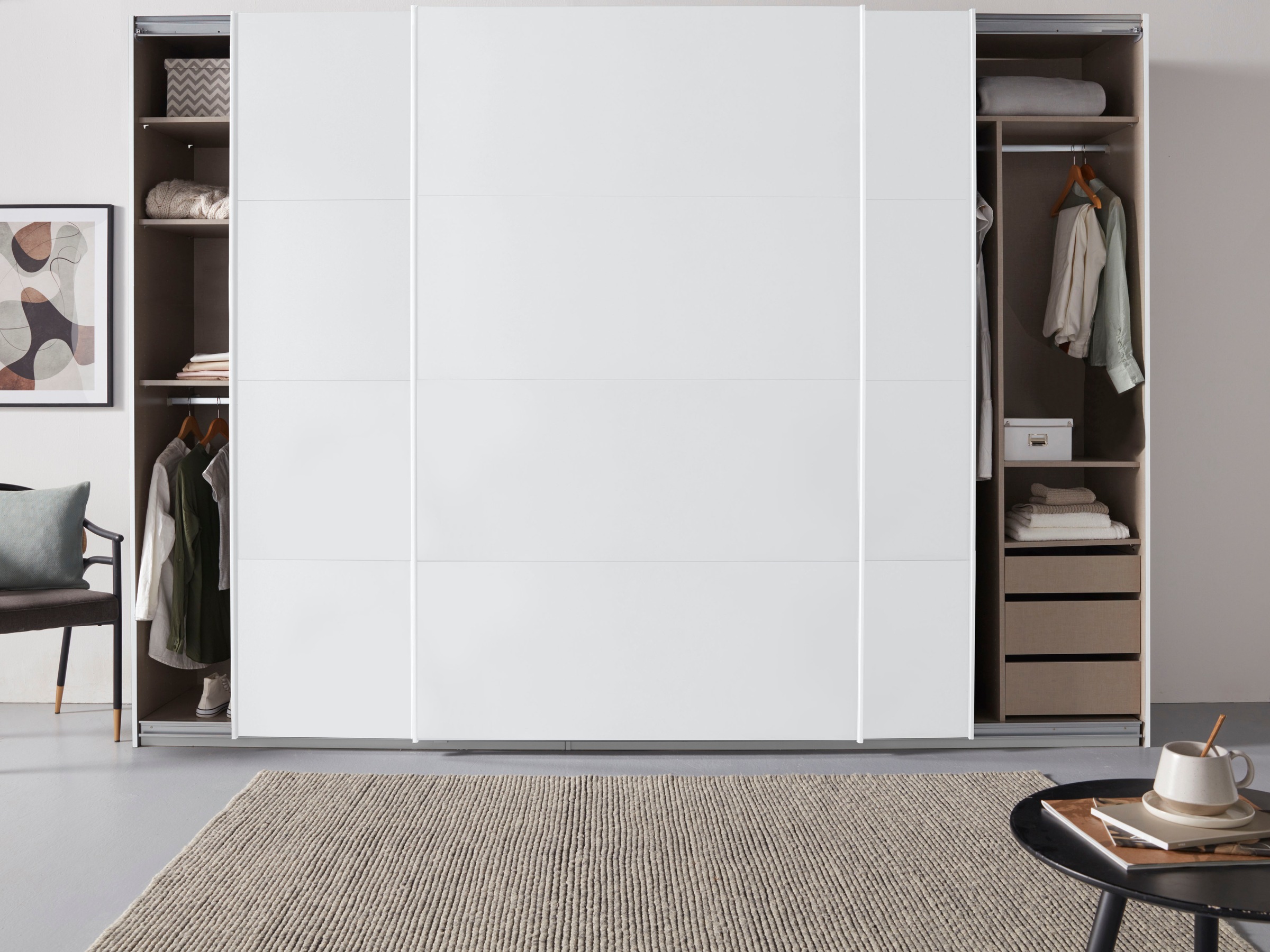 rauch Schwebetürenschrank »Kleiderschrank Schrank Garderobe TOPSELLER OTELI inkl. Inneneinteilung«, mit 3 Innenschubladen sowie zusätzlichen Einlegeböden MADE IN GERMANY