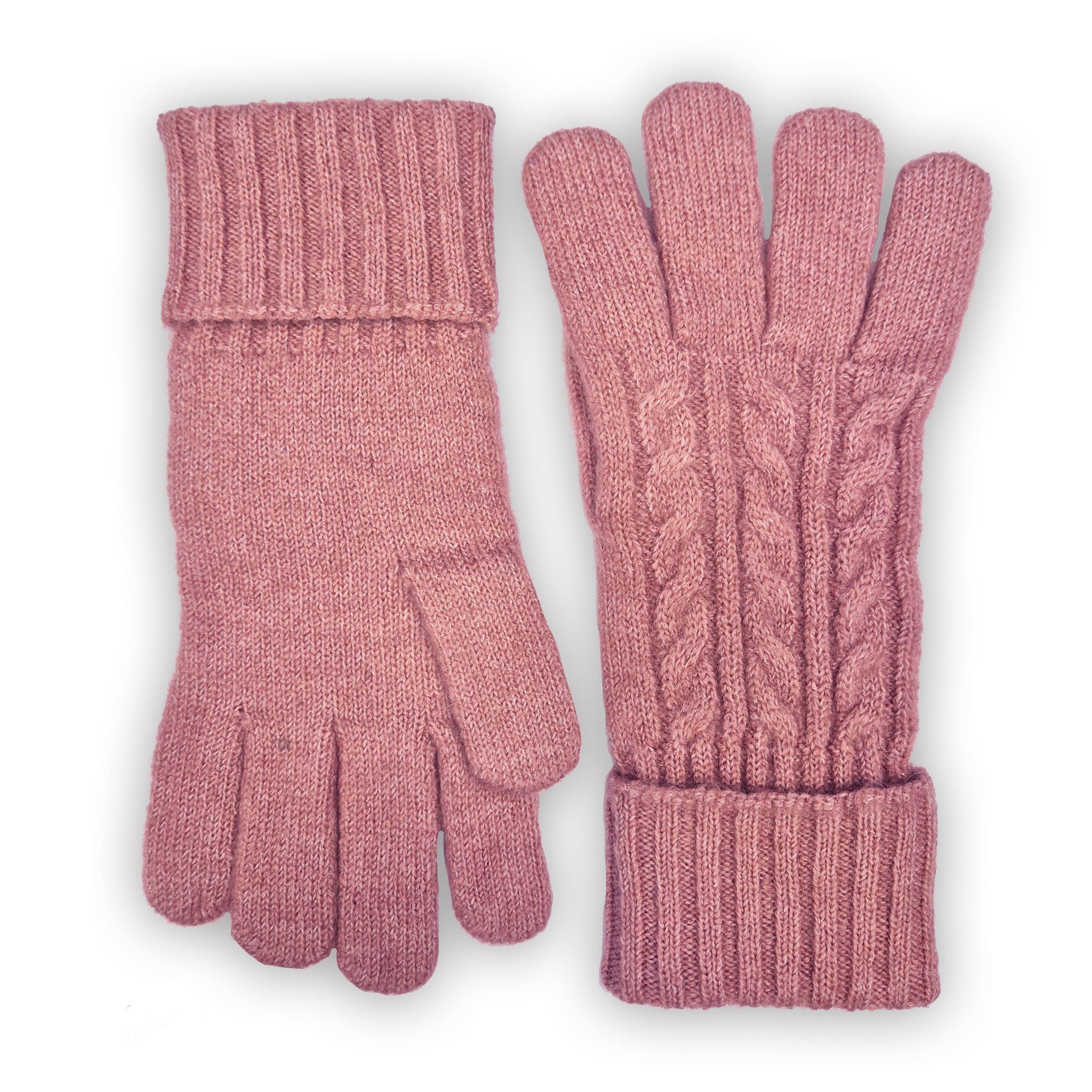 CAPELLI NEW YORK Strickhandschuhe 1 Paar, mit Zopfstrickmuster, Feinstrick, breiter Umschlag, wärmend old rose