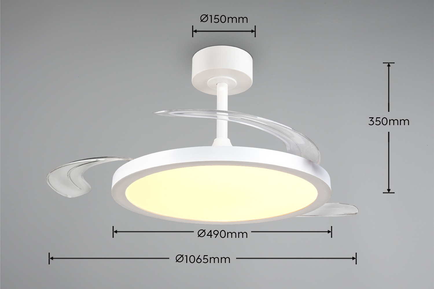 REALITY Leuchten LED Deckenleuchte »KASFJORD mit Ventilator, Deckenventilator mit Licht inklFernbedienung«, 1 flammig, Leuchtmittel LED-Board | LED fest integriert, 6 Geschwindigkeiten Timer Vor- & Rücklauf LED dimmbar CCT Nachtlicht