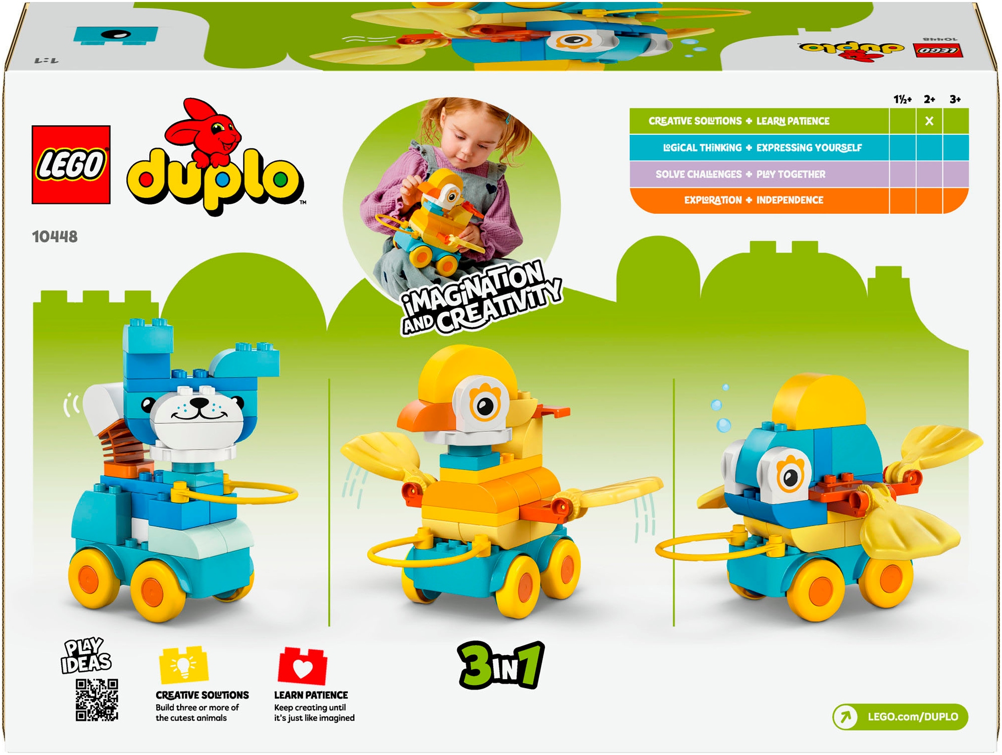 LEGO® Konstruktionsspielsteine »Tiere auf Rädern 3-in-1-Set (10448), LEGO DUPLO Town«, (58 St.), Made in Europe