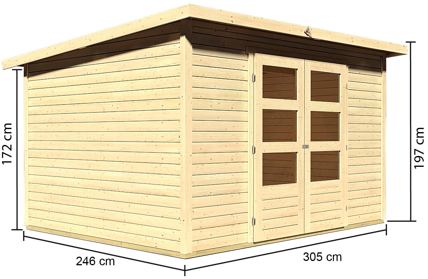 Karibu Gartenhaus »Chiemsee 5«, (Set), anthrazit, naturbelassen oder terragrau