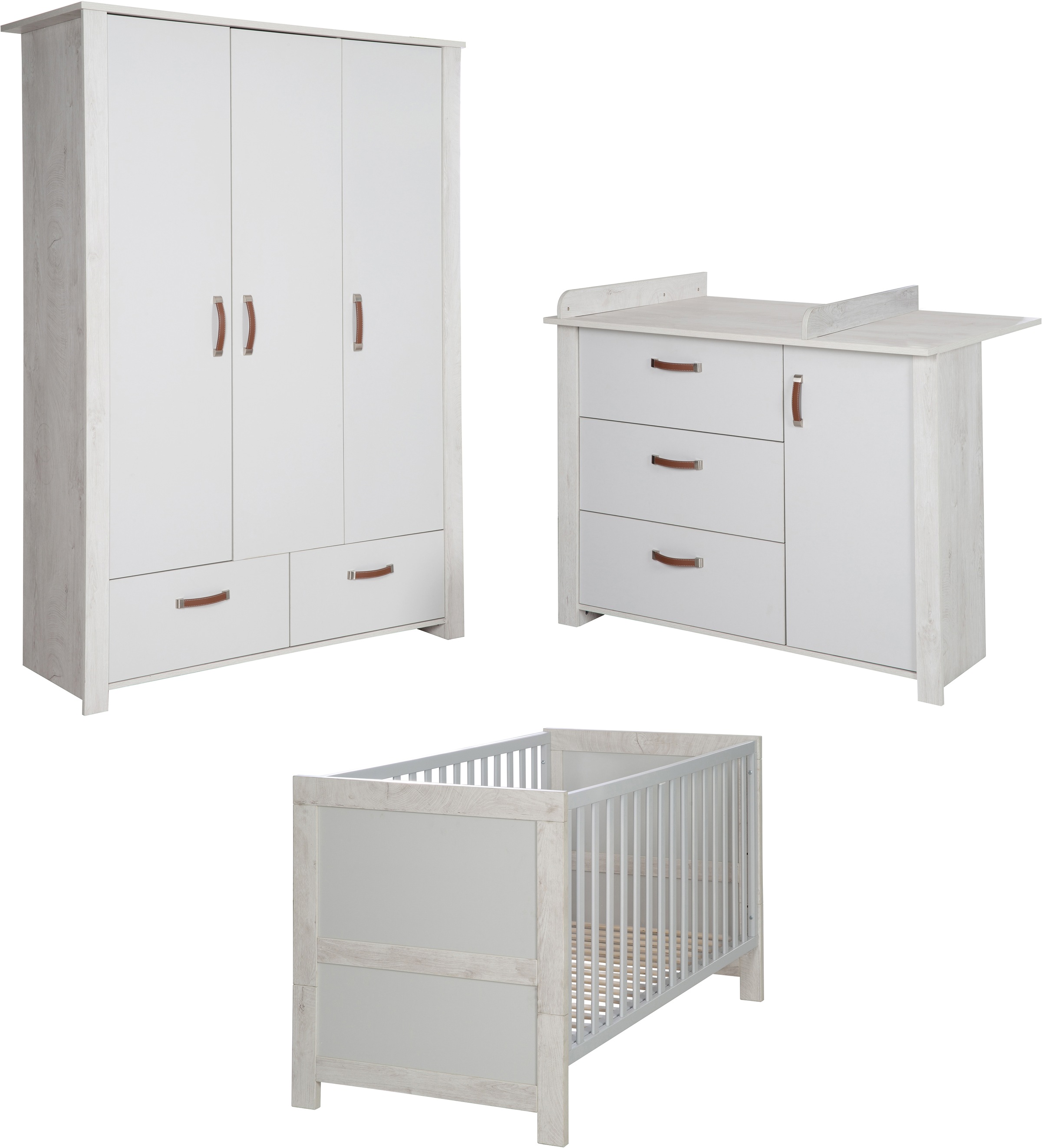 roba® Babyzimmer-Komplettset »Mila«, (Set, 3 tlg., Kinderbett, Schrank, Wic günstig online kaufen