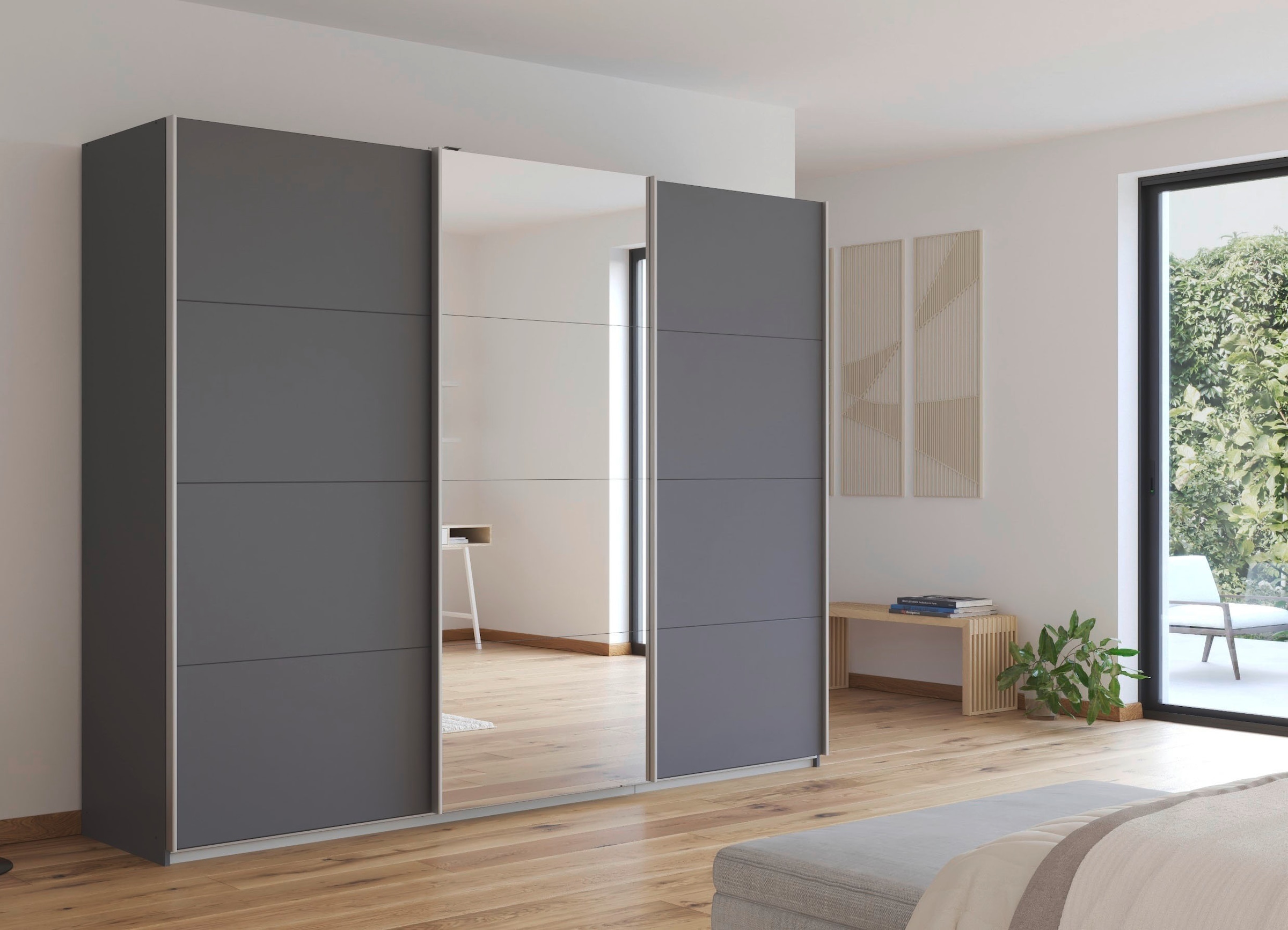 rauch Schwebetürenschrank »Kleiderschrank Schrank Garderobe KULMBACH«, in 2 Höhen erhältlich, mit Metallgriffleisten MADE IN GERMANY