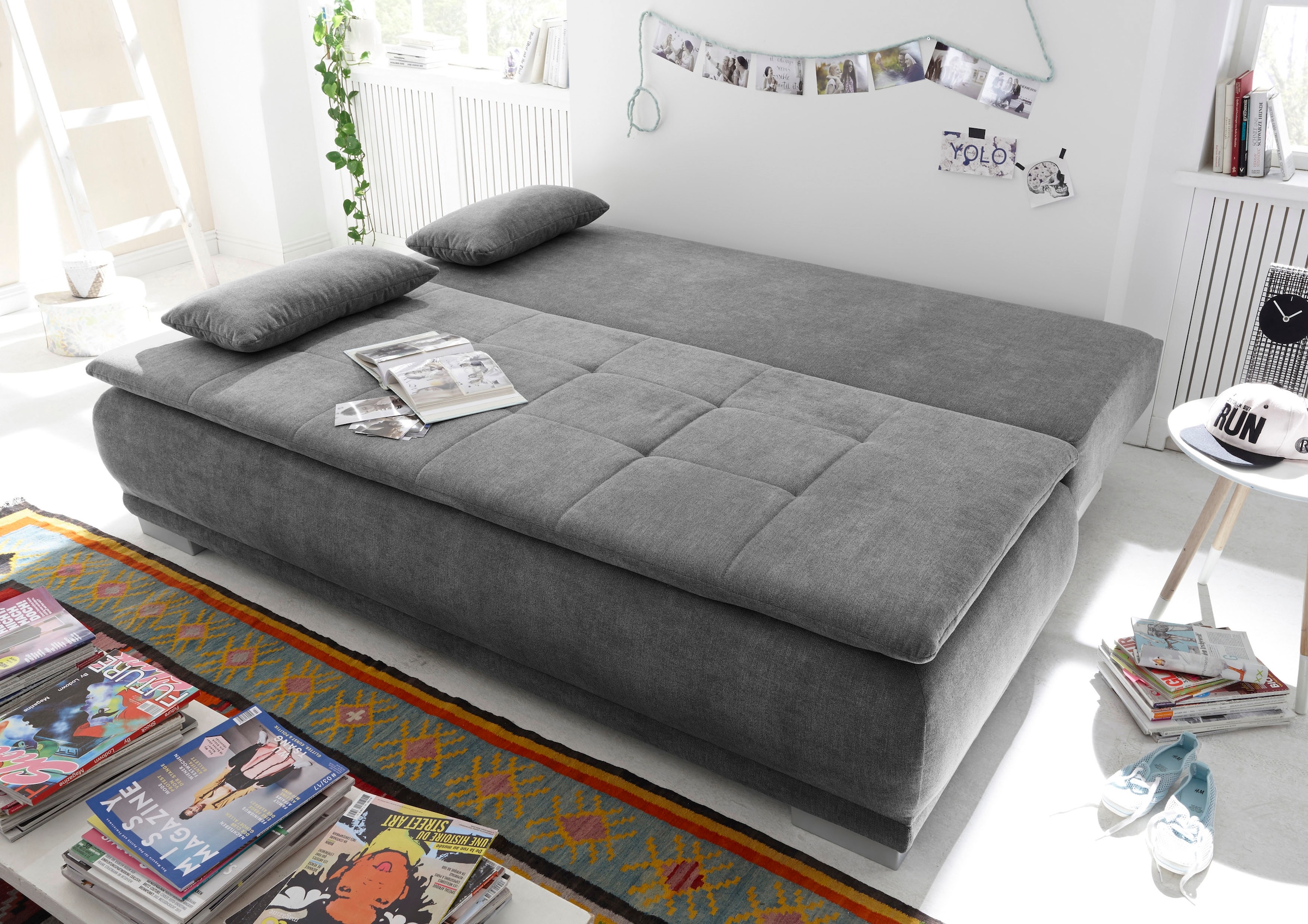 ED EXCITING DESIGN Schlafsofa »Luigi«, mit Bettkasten & 2 Armlehnenkissen