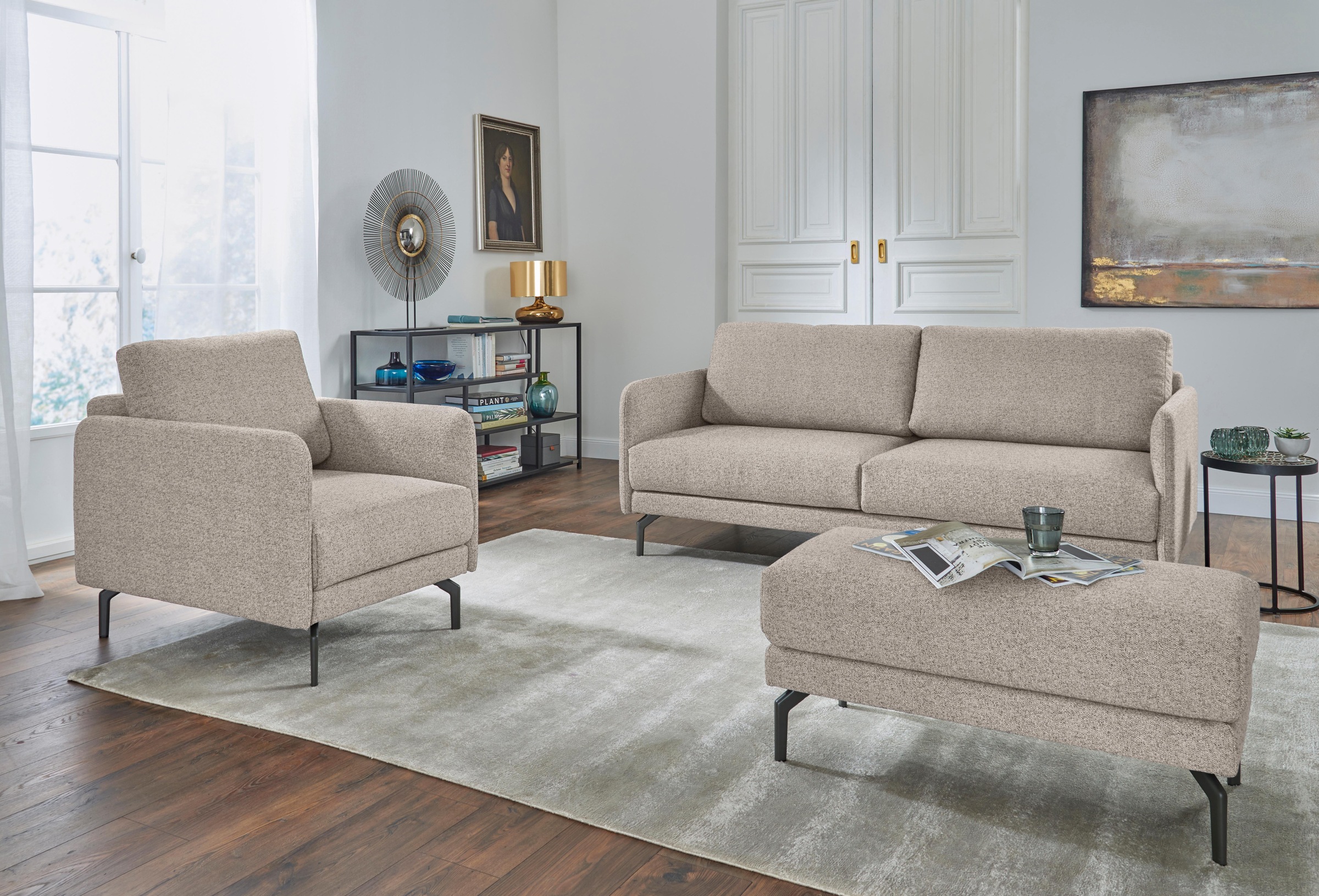 Creation BY ROLF BENZ Sessel »CR.450, Designsessel, Loungesessel«, Armlehne sehr schmal, Breite 70 cm, Alugussfuß Umbragrau