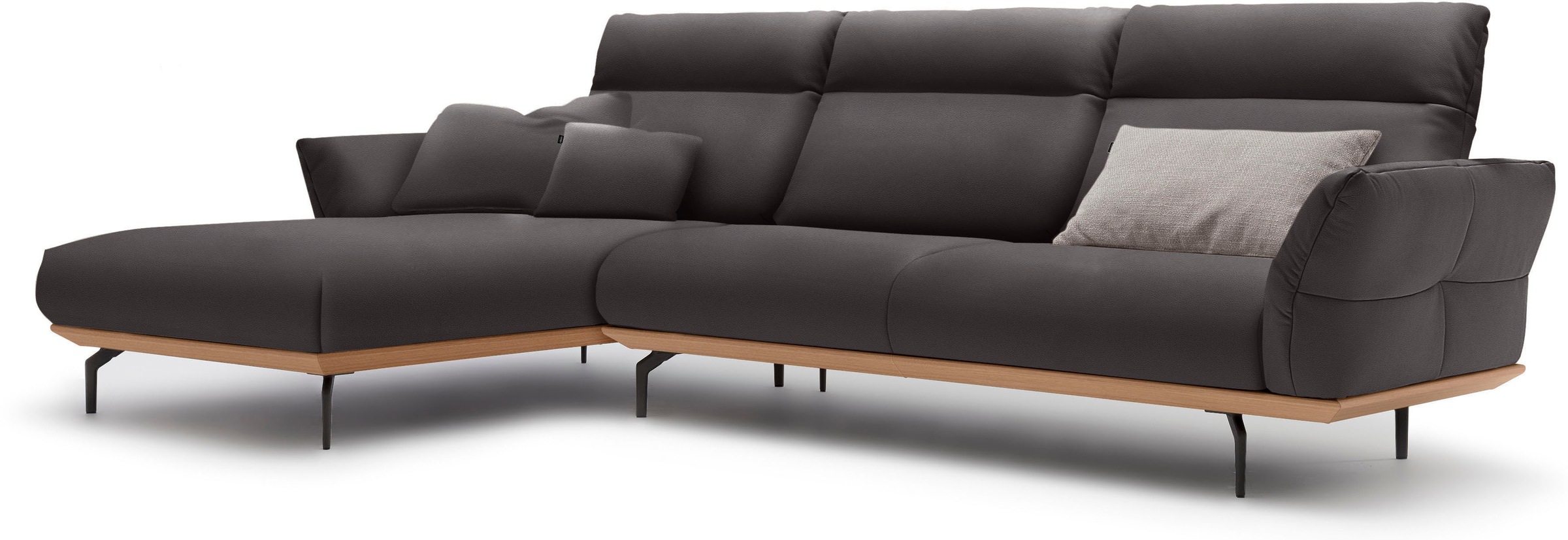 Creation BY ROLF BENZ Ecksofa »CR.460«, Sockel in Eiche, Winkelfüße in Umbragrau, Breite 318 cm