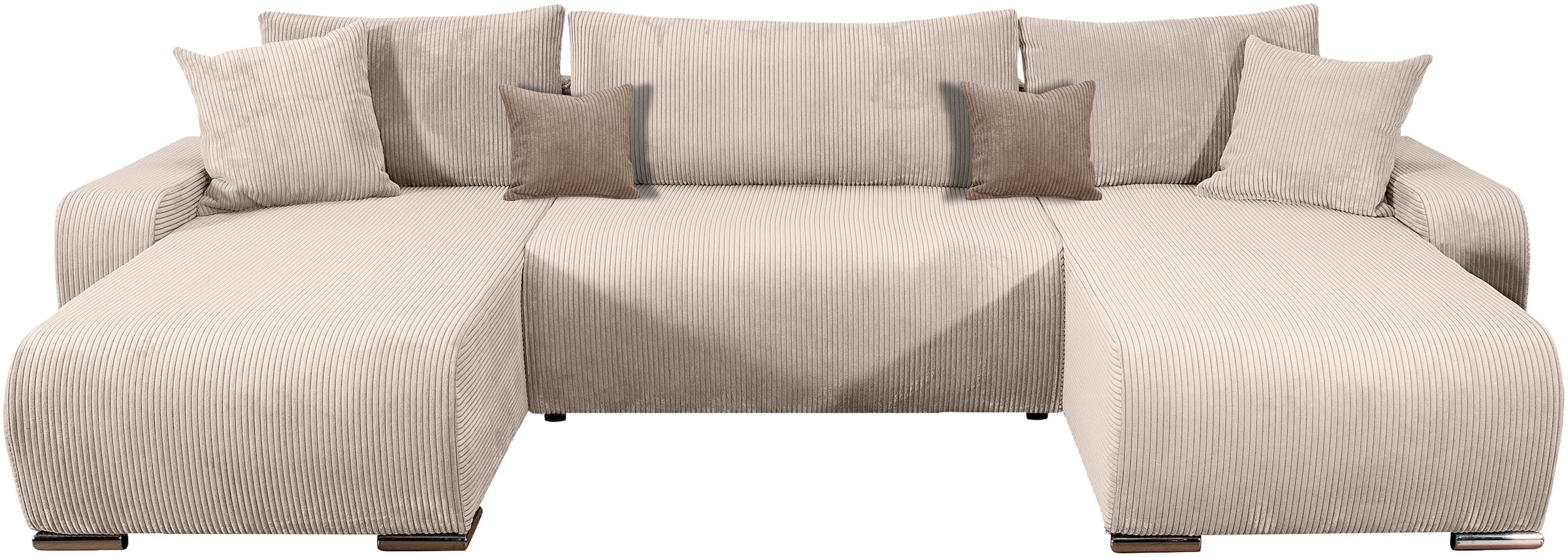 COLLECTION AB Wohnlandschaft »Paola U-Form«, mit Schlaffunktion, Stauraum, Zierkissen und Bonnellfederkern, Cord