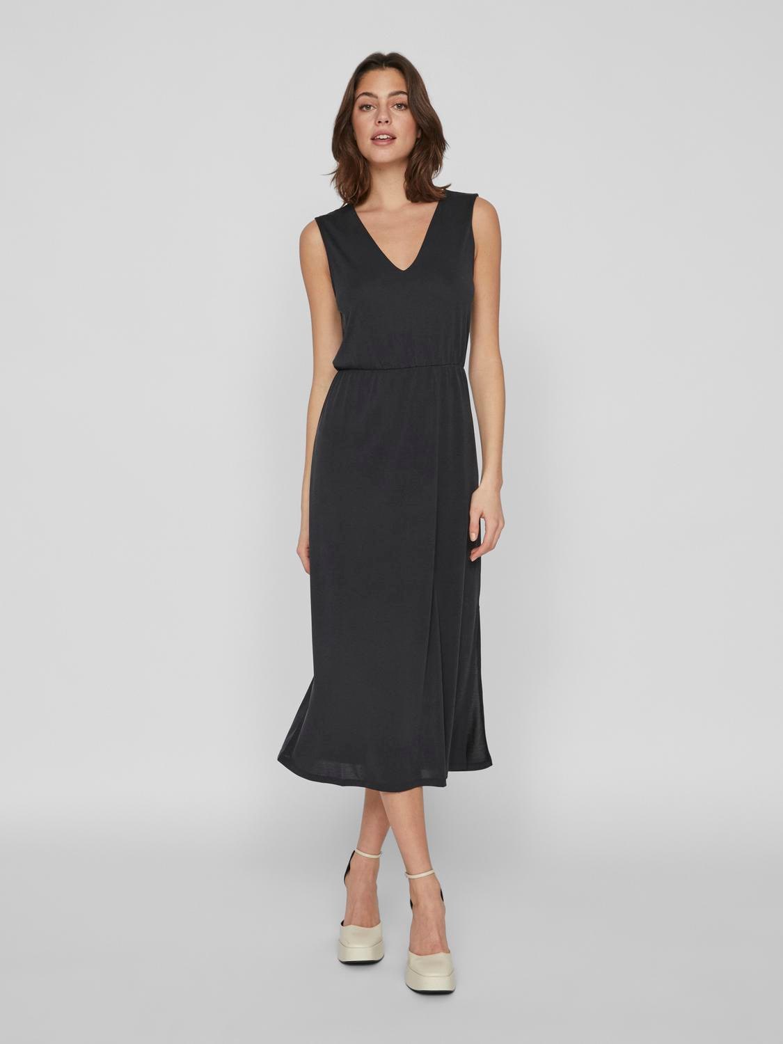 Vila Maxikleid »VIMODALA V-NECK S/L MIDI DRESS - NOOS«