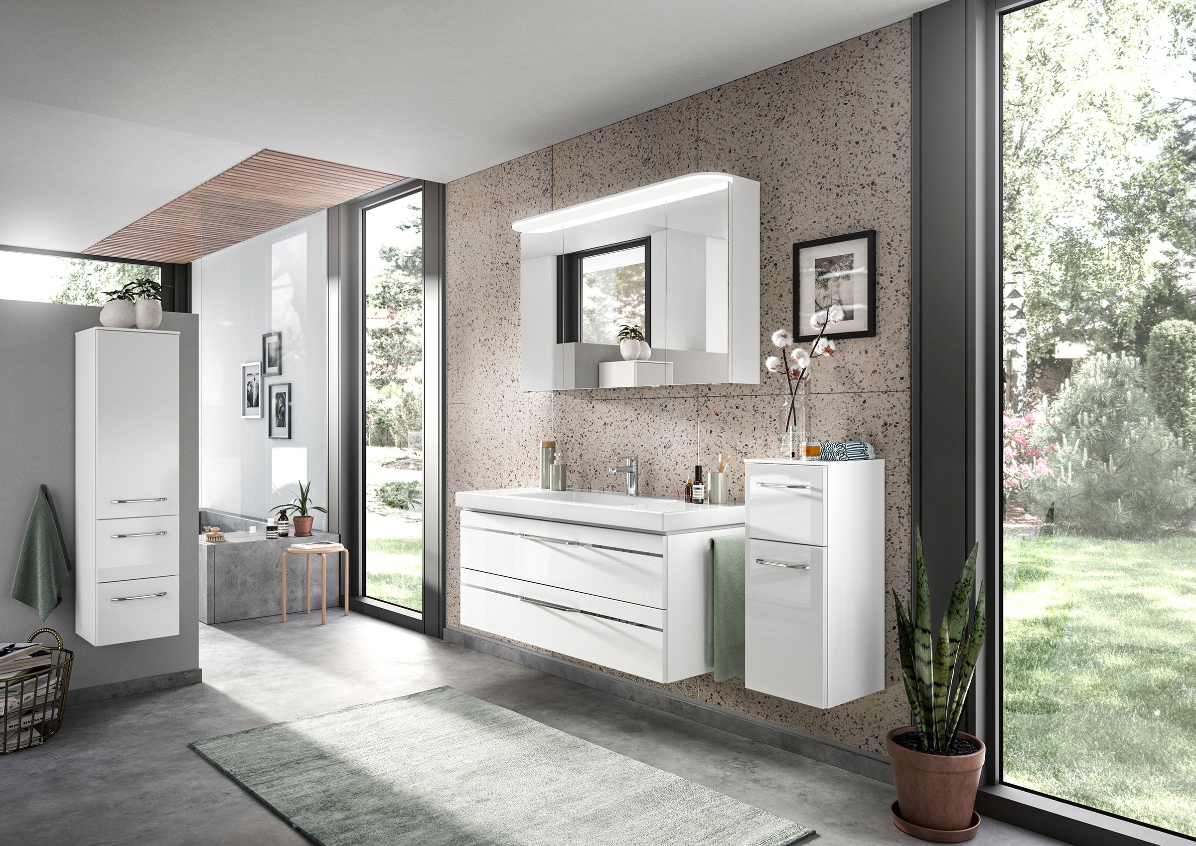 Saphir Badmöbel-Set »Balto Sprint 4-teilig, Mineralmarmor-Waschtisch mit LE günstig online kaufen