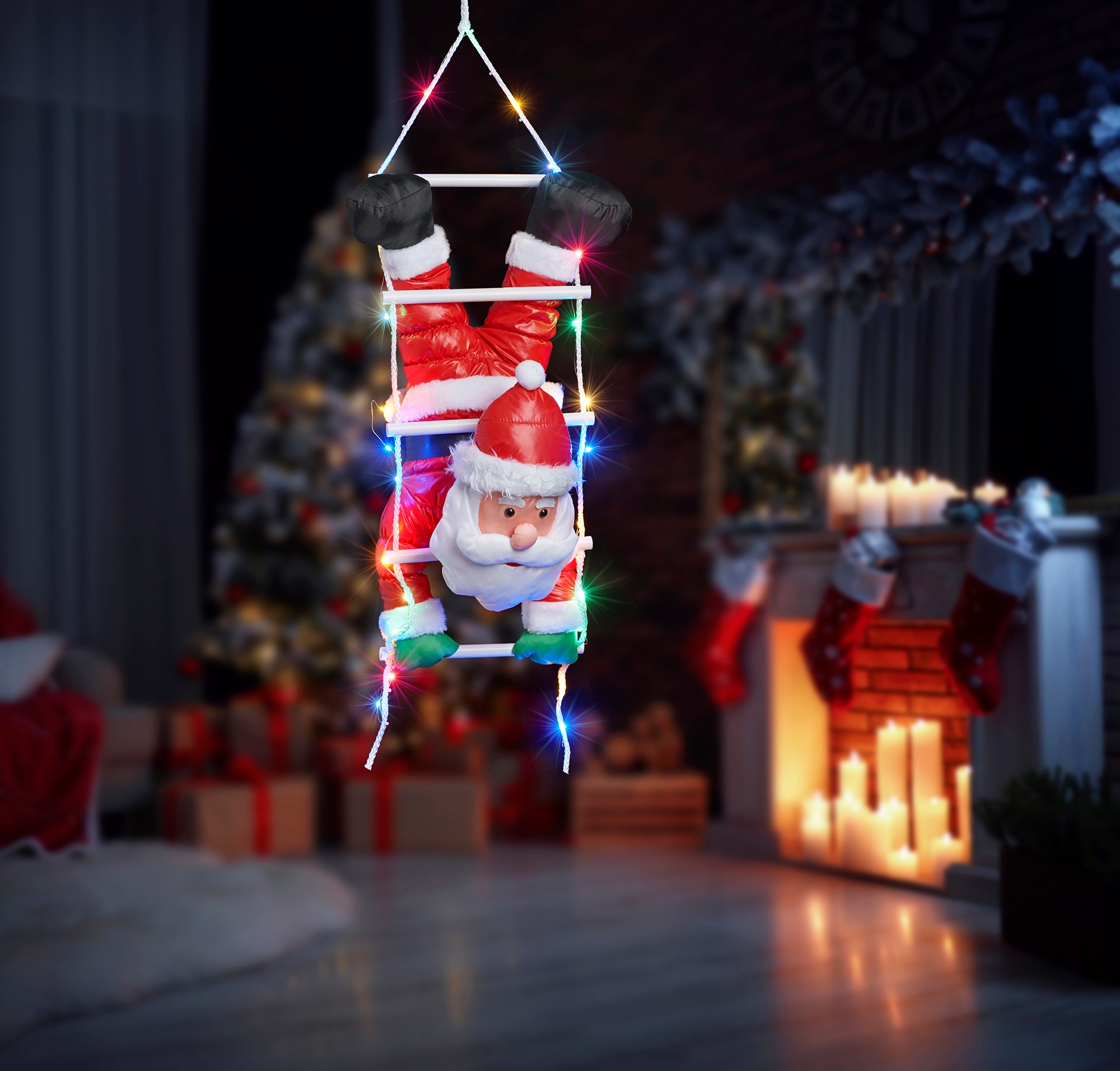 BONETTI LED Dekofigur »Weihnachtsmann kopfüber« mit 30 bunten LEDs, Weihnac günstig online kaufen