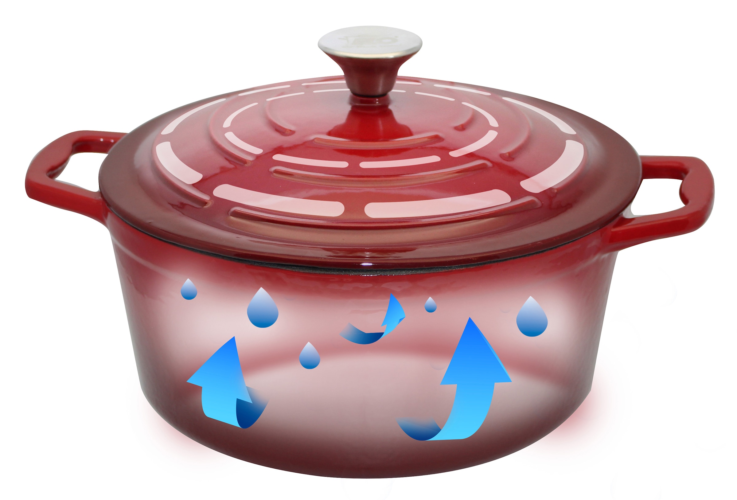 Elo Kochtopf »Kirschrot Gusseisen Topf  26 cm« Topf inkl. Deckel, 2 Stk. tlg. Edelstahl | Gusseisen