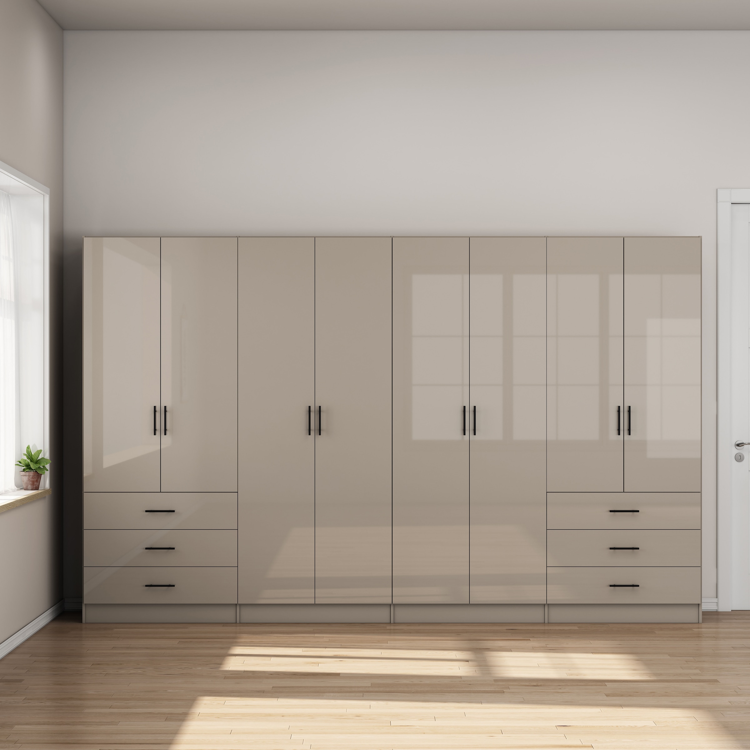 OTTO home Kleiderschrank »Trento Schlafzimmerschrank Garderobe hochglanz« Schrank mit 8 Türen und 6 Schubladen, hochglänzende Fronten