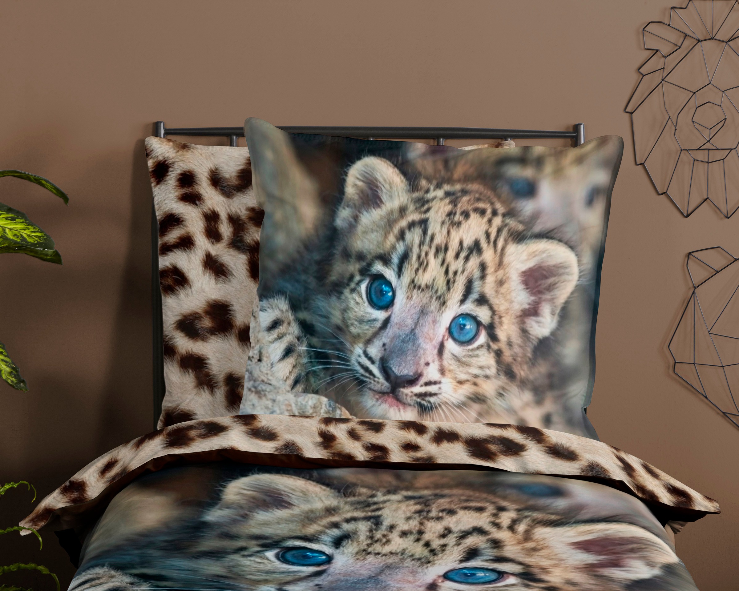 PURE luxury collection Kinderbettwäsche »Mascha«, Mikrofaser, 135x200, Pflegeleicht, Reißverschluss, Wende Kind, Leopard