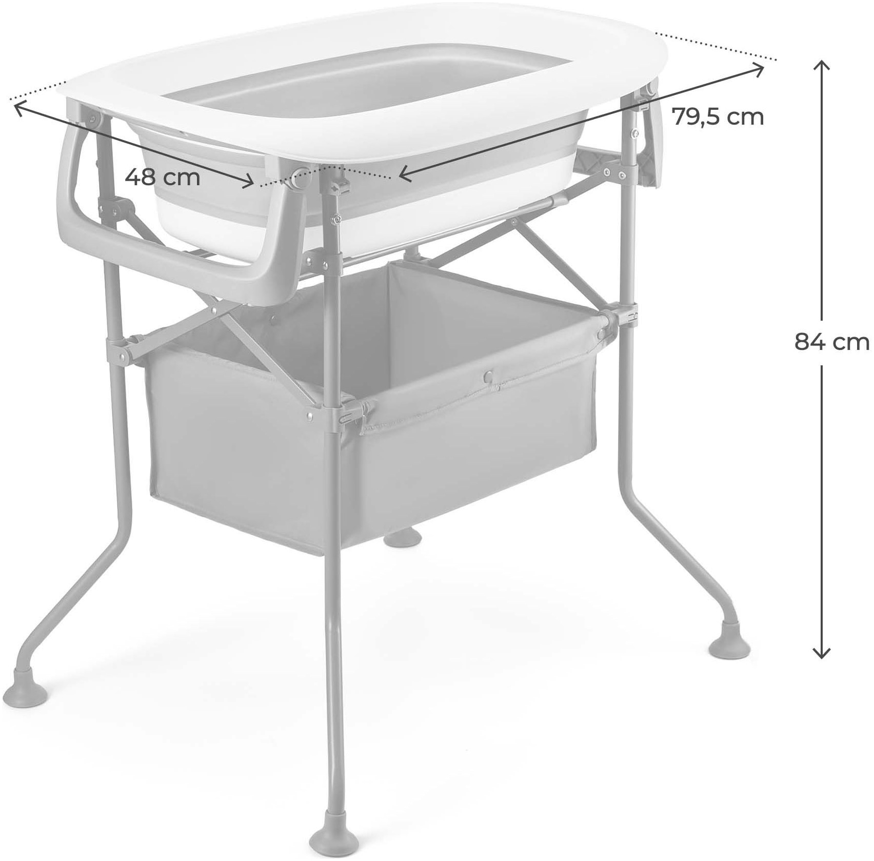 Kinderkraft Babybadewanne »BUBBLY« Höhe 98 cm Ablaufschlauch | zusammenfaltbar mit Wickelauflage