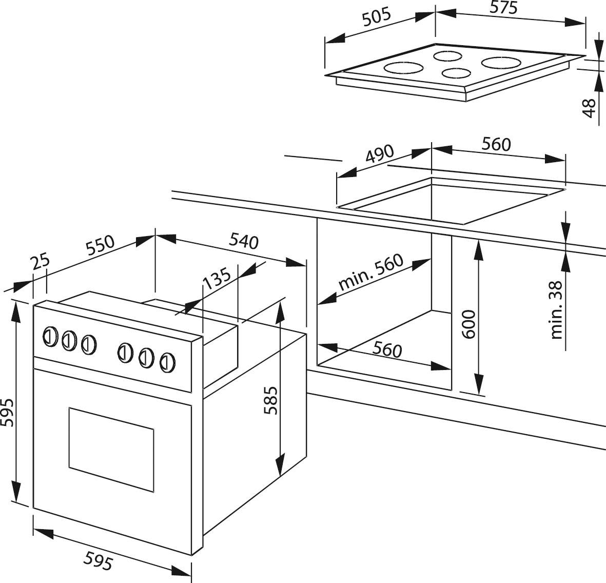 Amica Elektro-Herd-Set »EHC 12920 R«, EHC 12920 R, mit Backauszug, (Set), SteamClean-Funktion