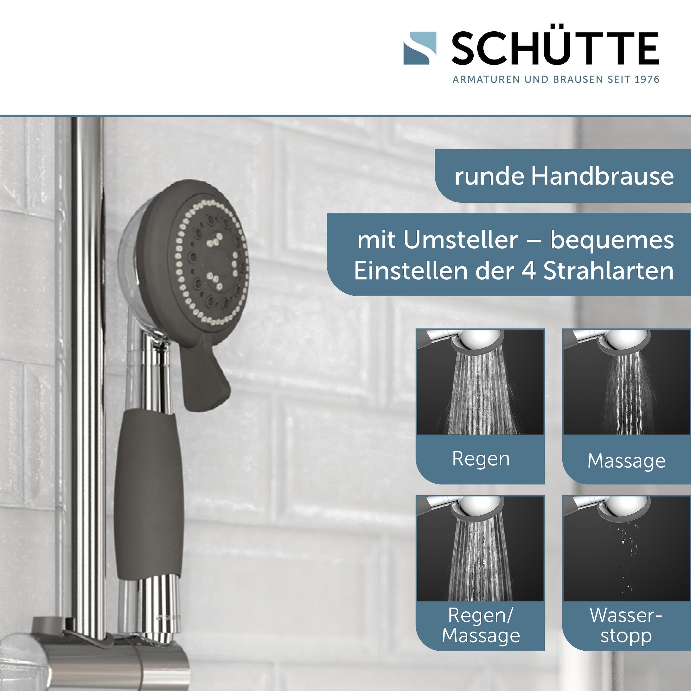 Schütte Handbrause »VITAL«, mit 4 Strahlarten, mit rutschfestem Griff, Duschbrause, Chrom/Schwarz