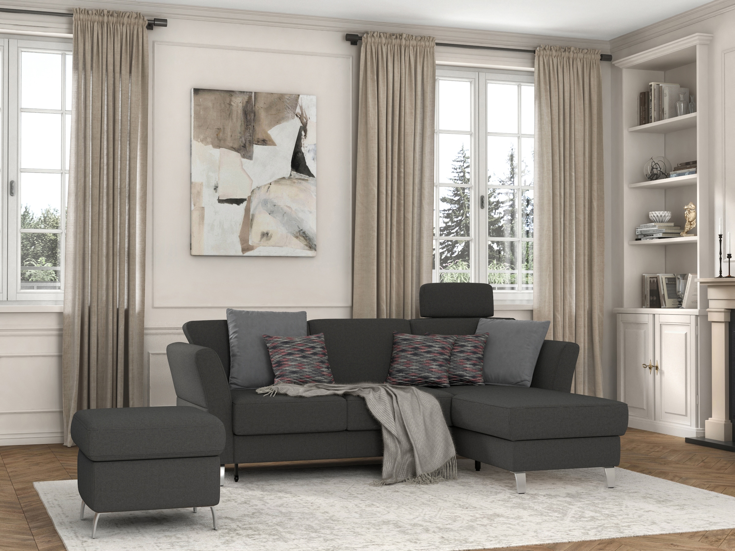 sit&more Ecksofa »Visby L-Form«, wahlweise mit Bettfunktion und Bettkasten, frei im Raum stellbar