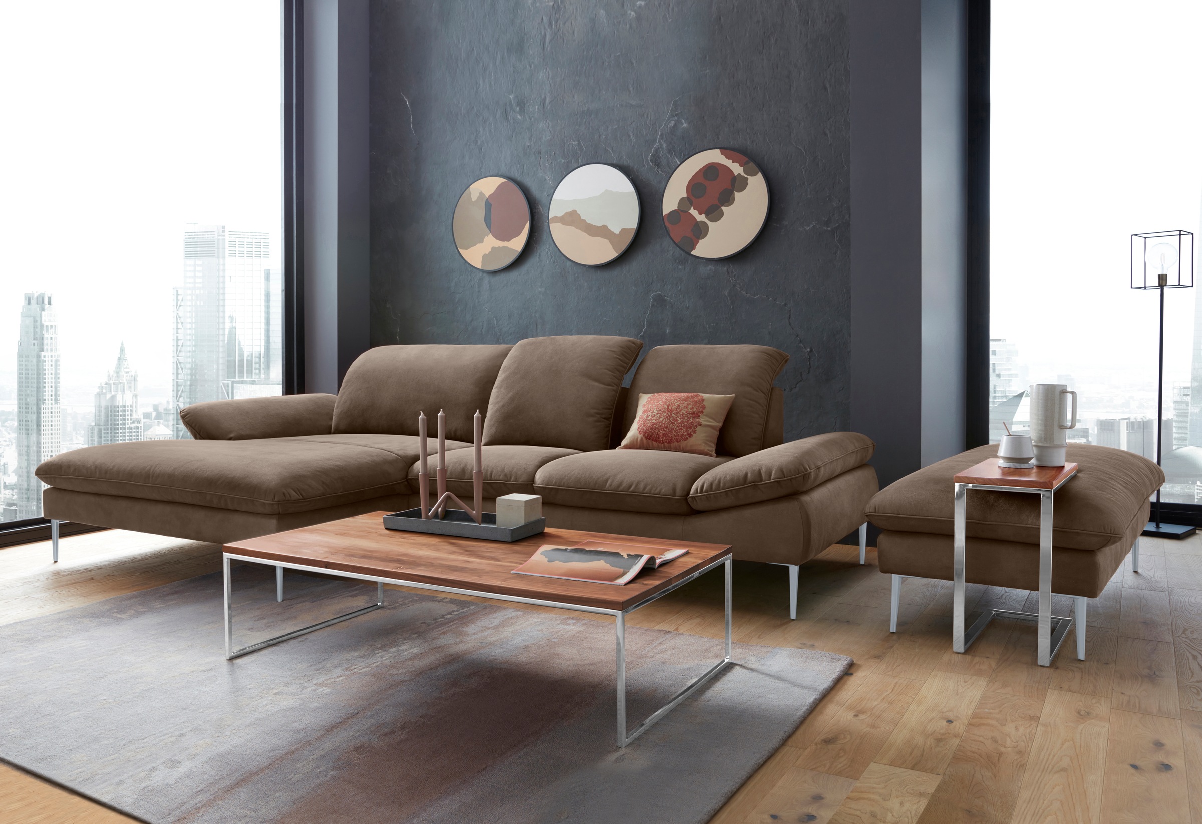 W.SCHILLIG Hocker »enjoy&MORE« Füße silber matt, Breite 151 cm