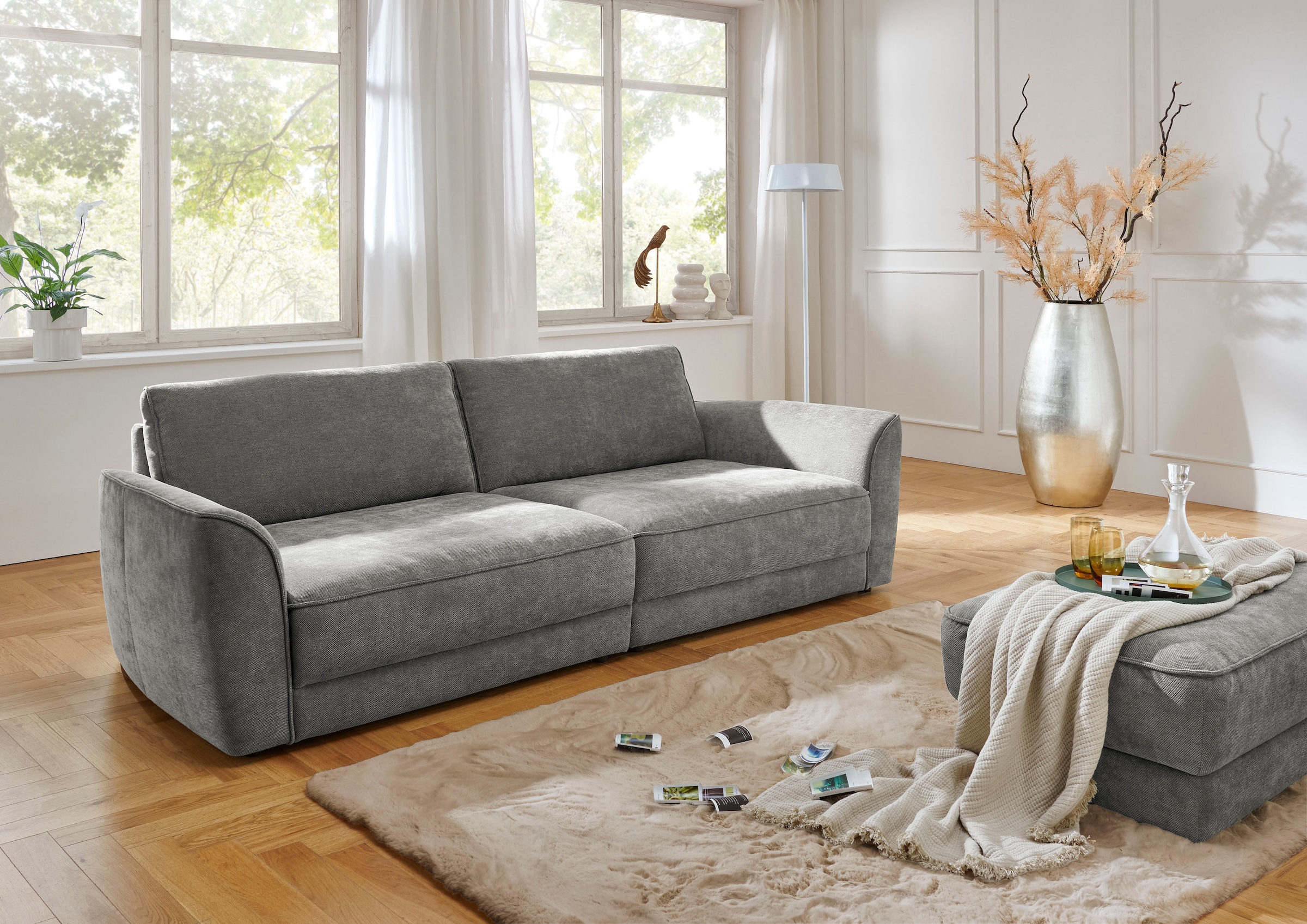 Die PlanBar Big-Sofa »ZE-EM24138, 264 cm breit, XXL Couch mit Softsitz« Kaltschaum Polstersofa, optional mit Sitztiefenverstellung