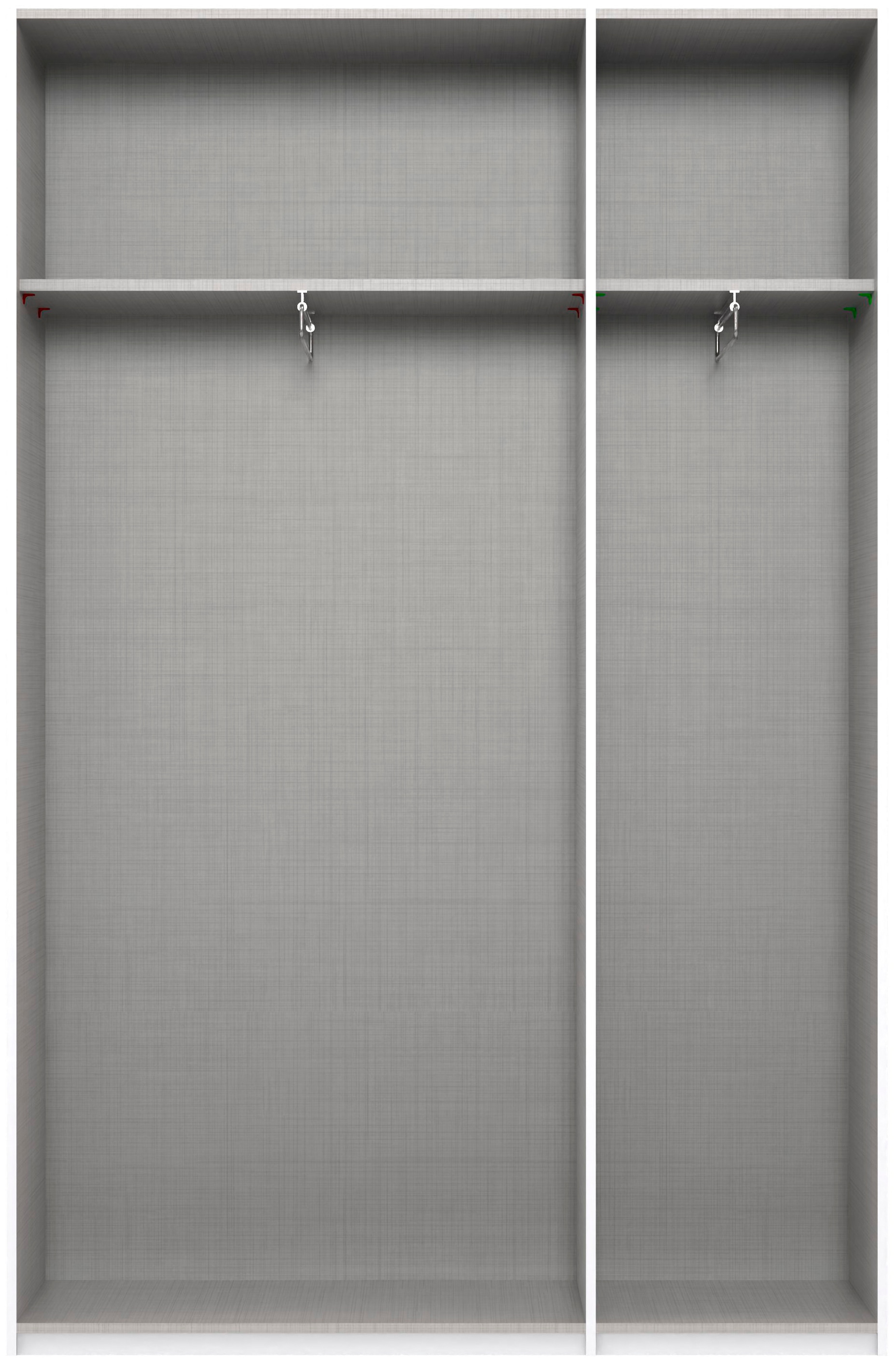 Wimex Kleiderschrank »Mugano, in 5 Breiten und 2 Höhen, Made in Germany«, (in Basic oder Premium Ausstattung mit 2 weiteren Einlegeböden), mit langen Griffstangen aus Metall, wahlweise mit oder ohne Spiegel