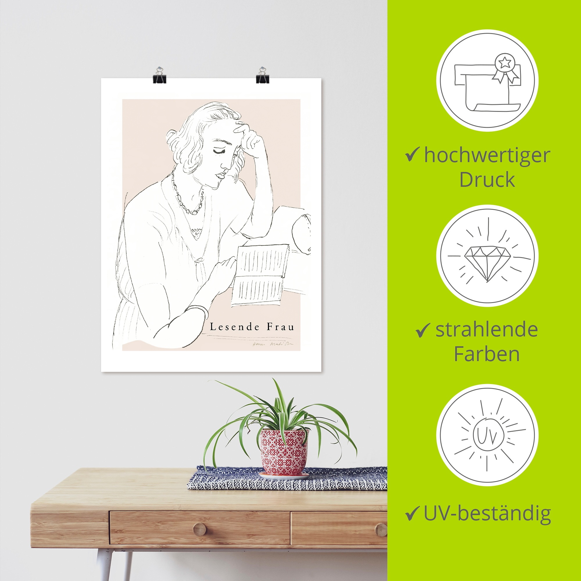 Artland Wandbild »Lesende Frau« Bilder von Frauen 1 Stk. tlg. als Alubild, Leinwandbild, Poster, Wandaufkleber in verschied. Größen