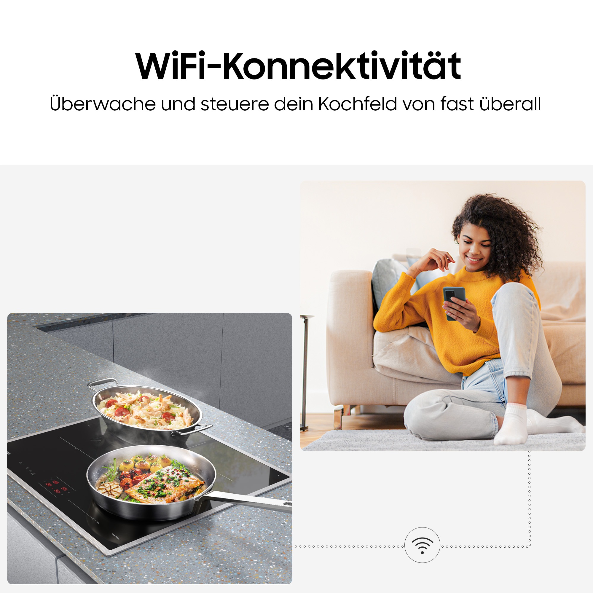 Samsung Flex-Induktions-Kochfeld »NZ85C6058HK/U1« Mehr Flexibilität und viel Platz deine Pfannen & Töpfe. Mit WiFi