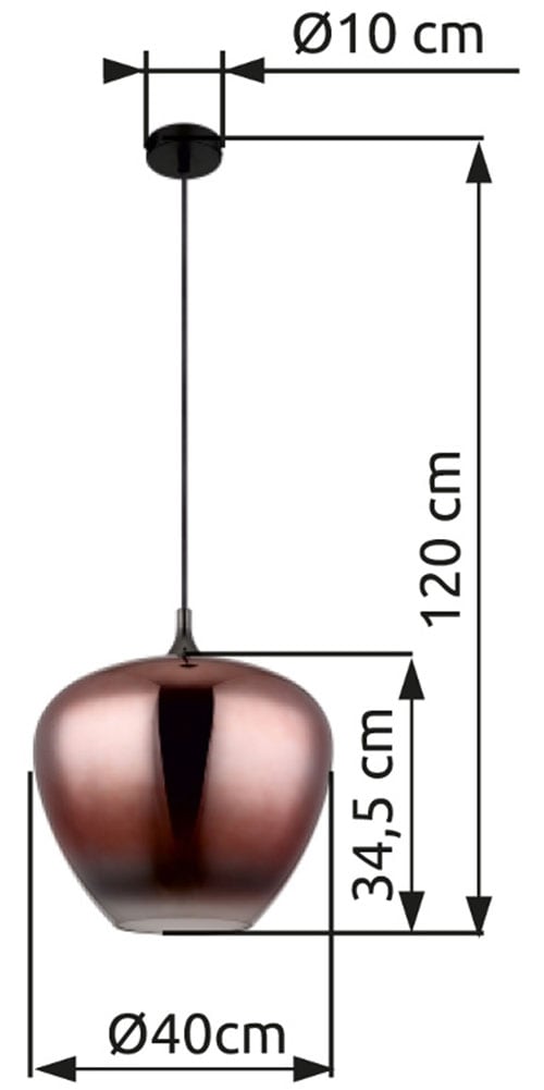 GLOBO LIGHTING Hängeleuchte »MAXY« E27 1 Stk. Hängelampe/Pendell./Glas kupferfarben/klar verlaufend/Höhe kürzbar