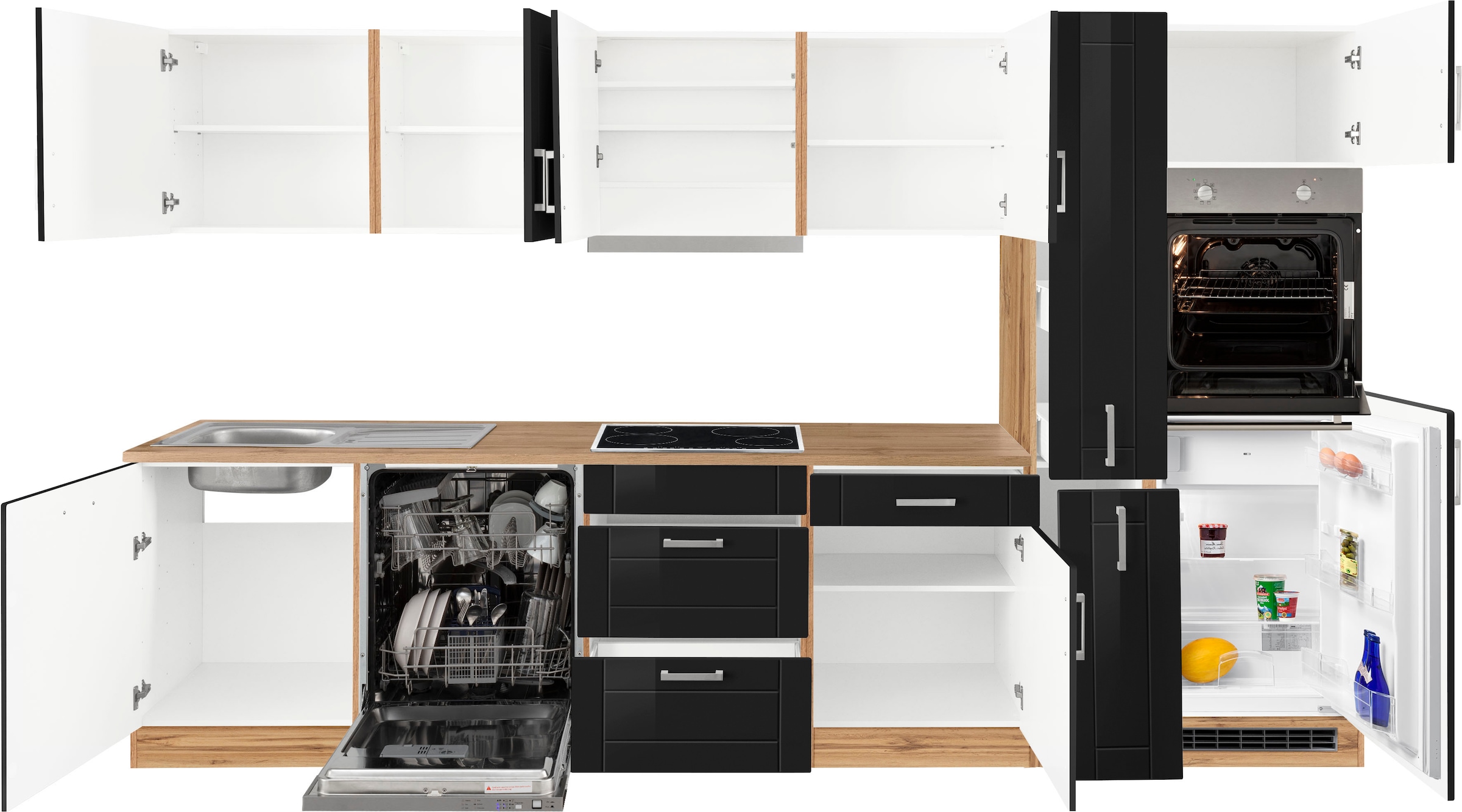 KOCHSTATION Küchenzeile »KS-Tinnum«, mit E-Geräten, Breite 330 cm