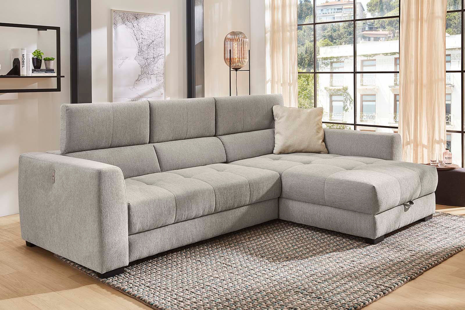 Jockenhöfer Gruppe Ecksofa »San Marino L-Form«, mit elektromotorischer Sitztiefenverstellung (ca. 30cm), Bettkasten