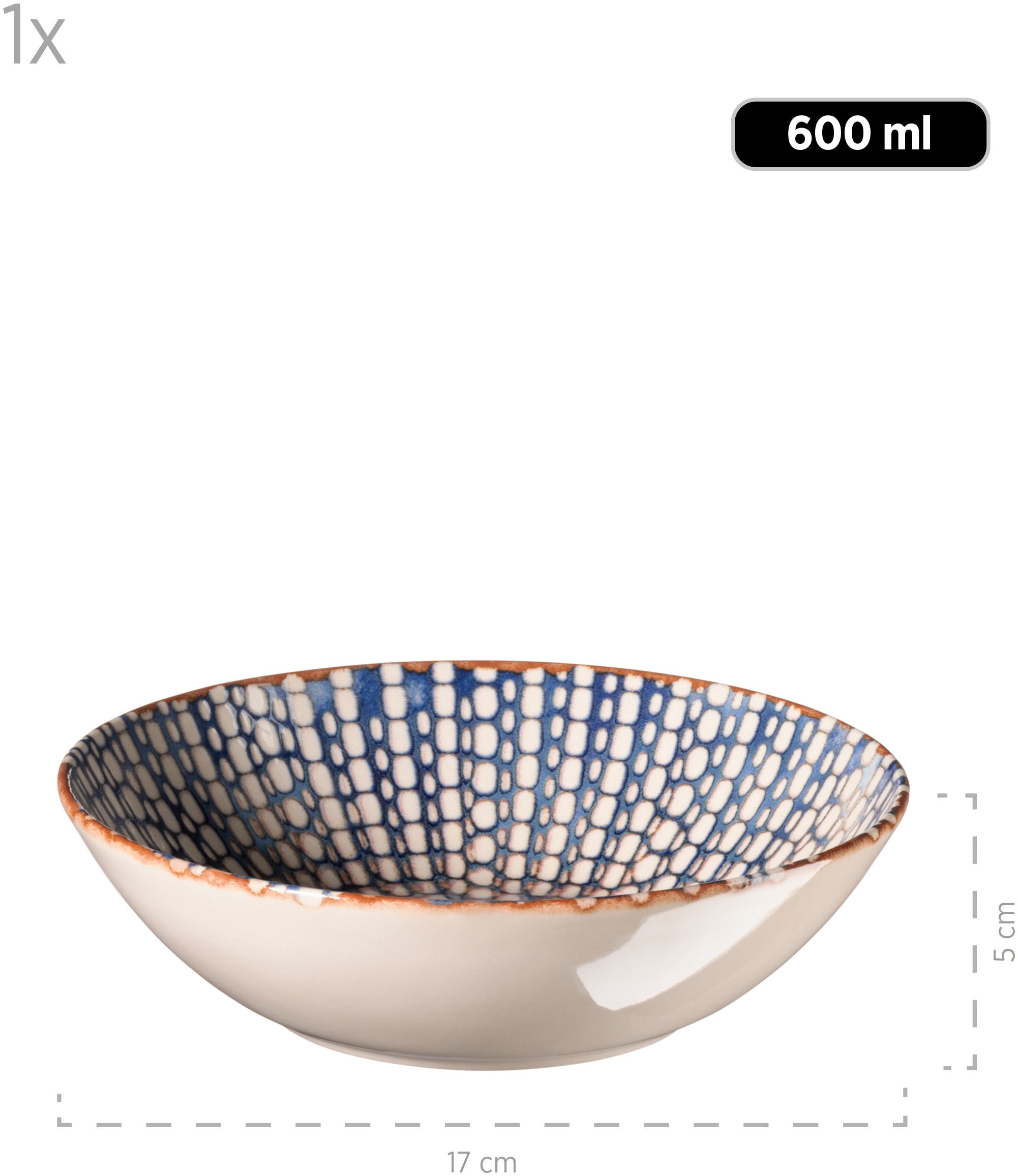 MÄSER Salatschüssel »IBERICO BLUE, Salatschüssel-Set, Steinzeug« 5 Stk. aus Steinzeug