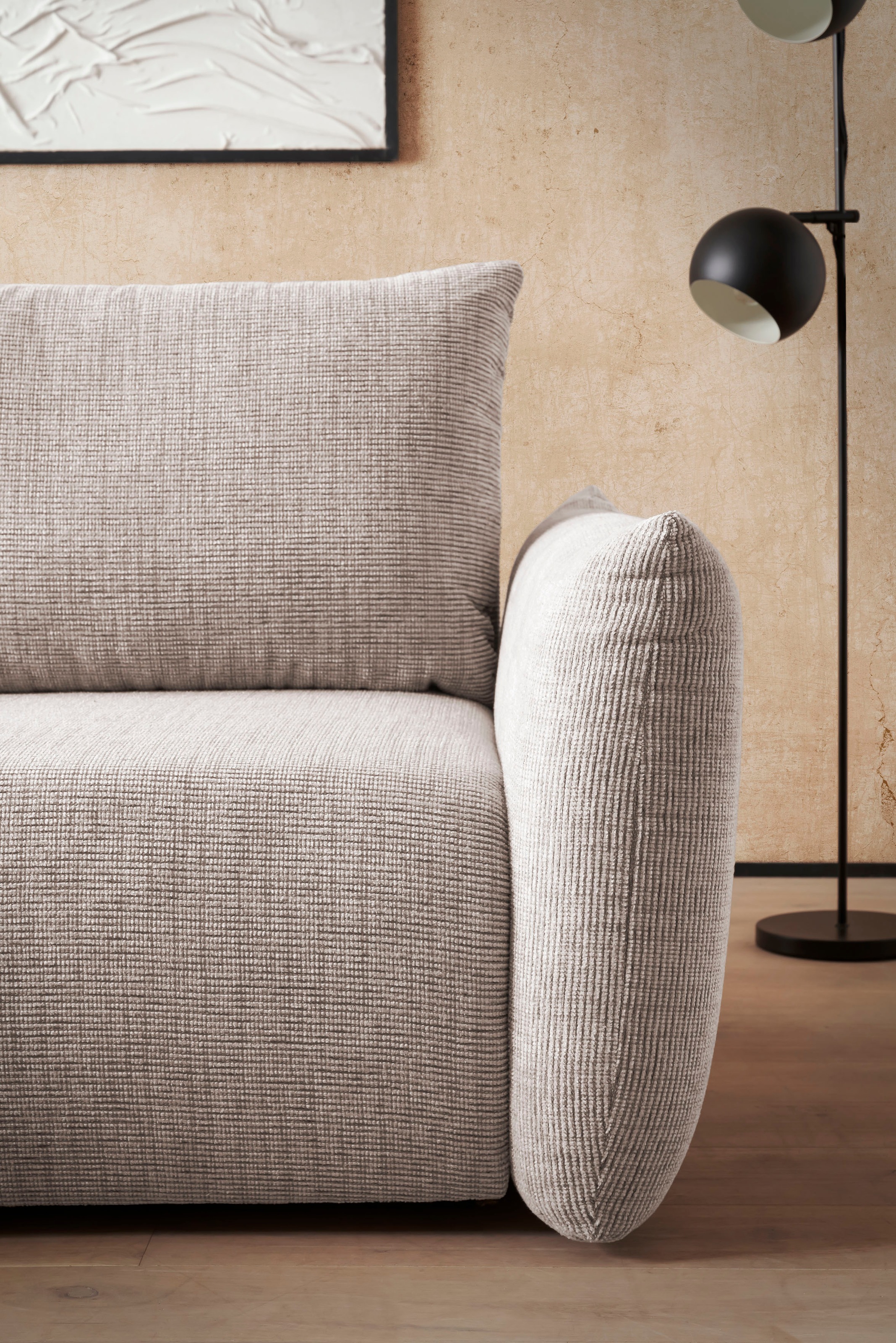 INOSIGN Ecksofa »MAVAS Schlafsofa mit Bettkasten, L-Form,«, ca.257/127cm (Liegefläche 212/145 cm), Cord, Chenille, Struktur