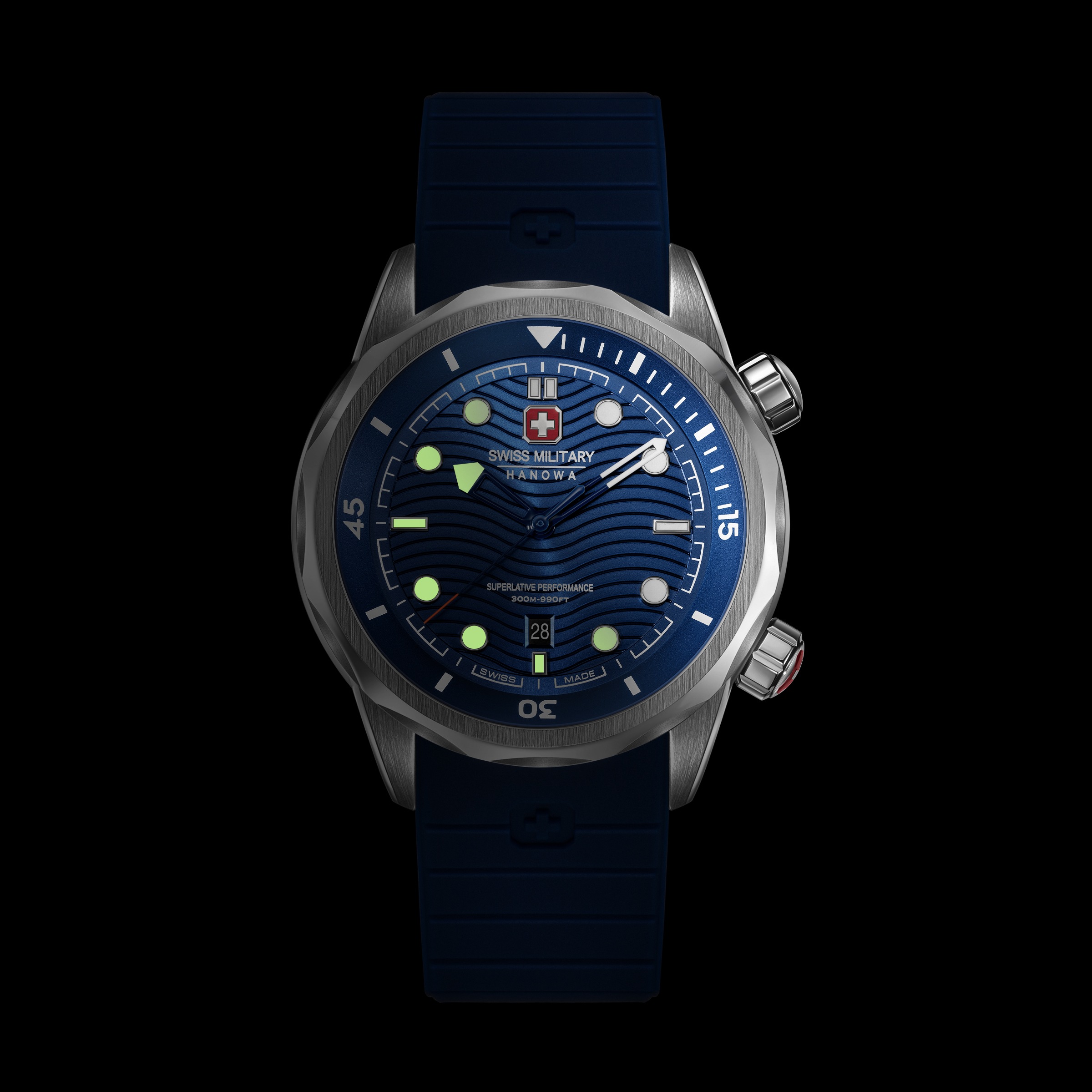 Swiss Military Hanowa Quarzuhr »Breakwater« Armbanduhr, Herrenuhr, Swiss Made, Silikonarmband, analog, Tag