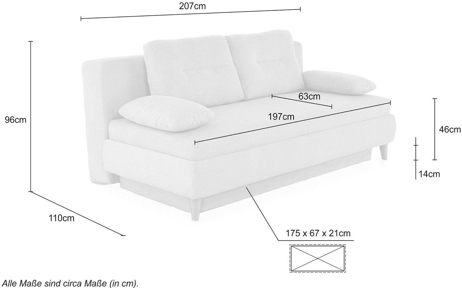 Jockenhöfer Gruppe Schlafsofa »Maja, Dauerschlafsofa«, Wende-Federkernmatratze, Liegefläche 160x200 cm, Bettkasten